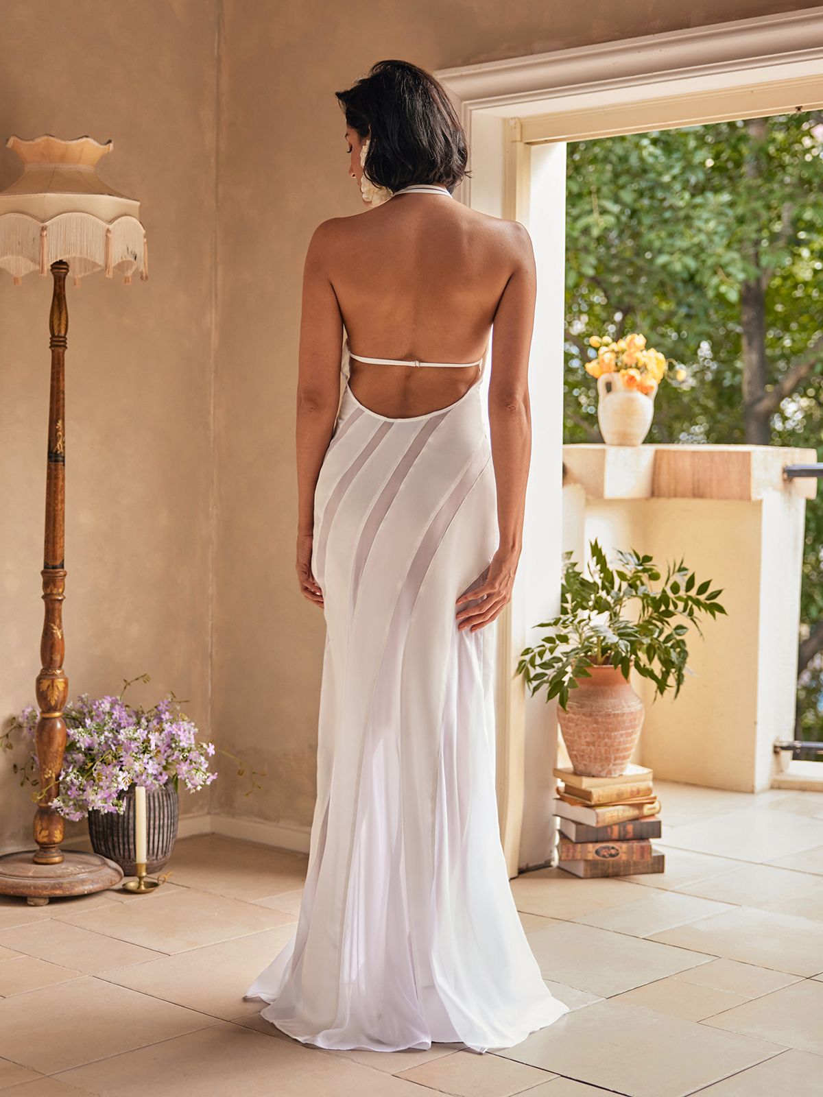 Narwani Halter Yaka Saten Maxi Elbise