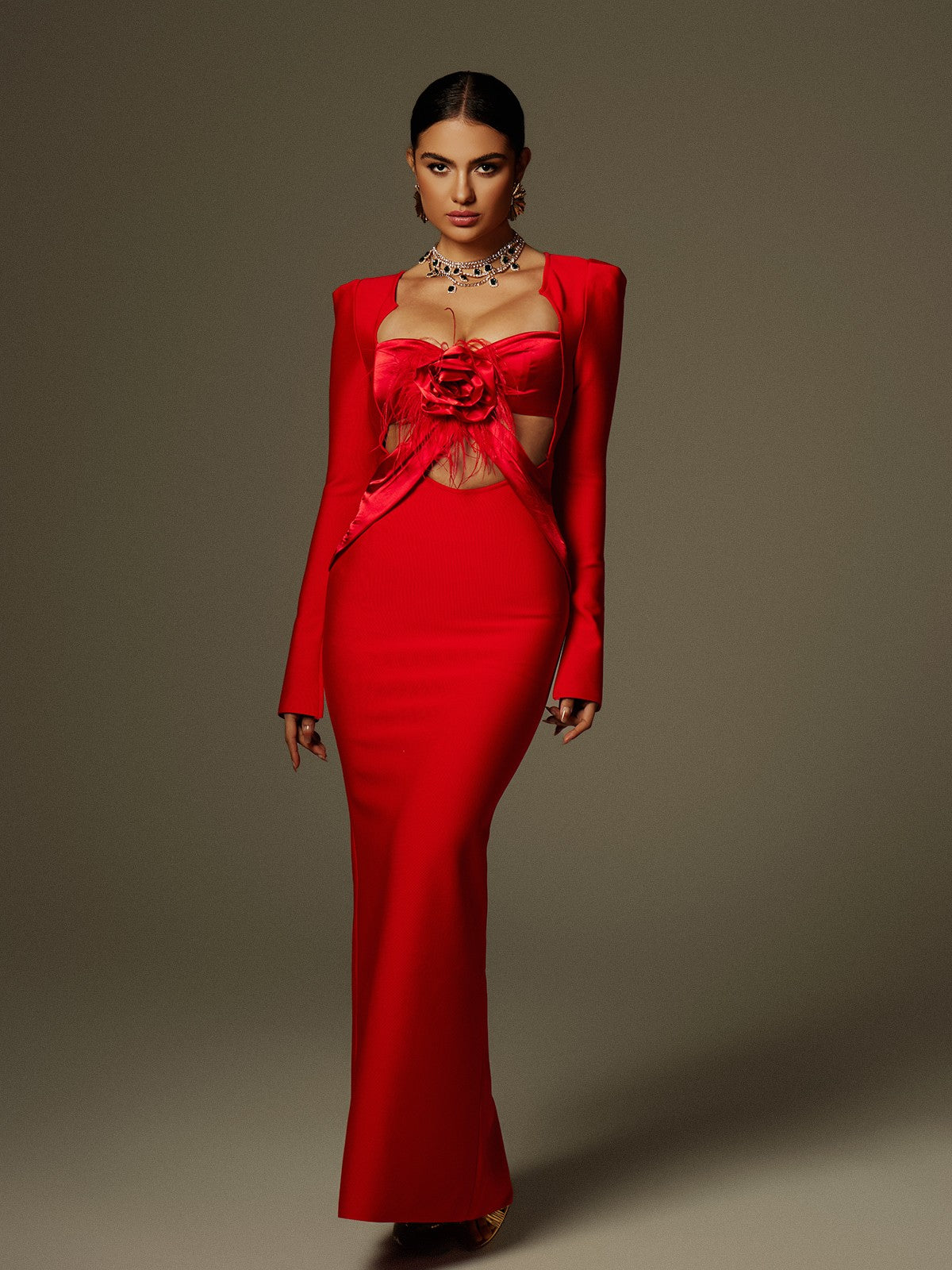 Ngaio Çiçek Fringeli Bandaj Maxi Elbise