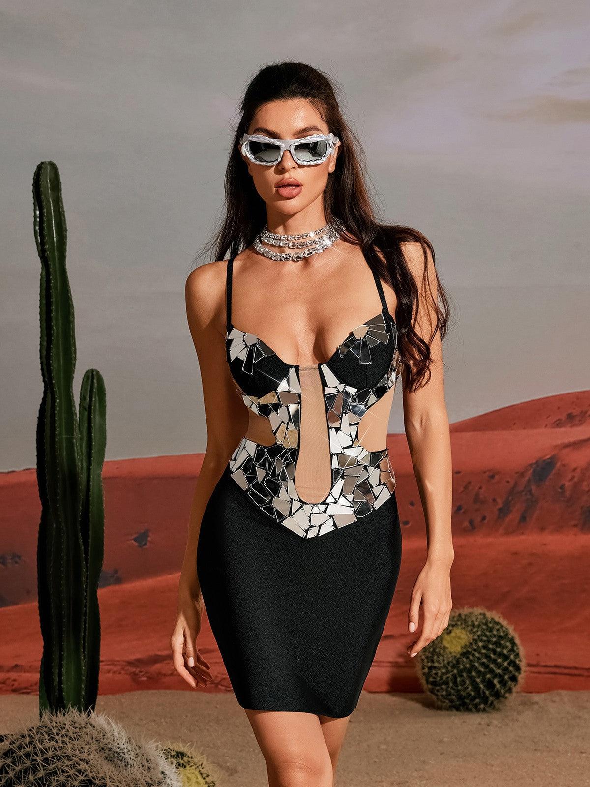 Penrose Akrilik Bandaj Mini Elbise