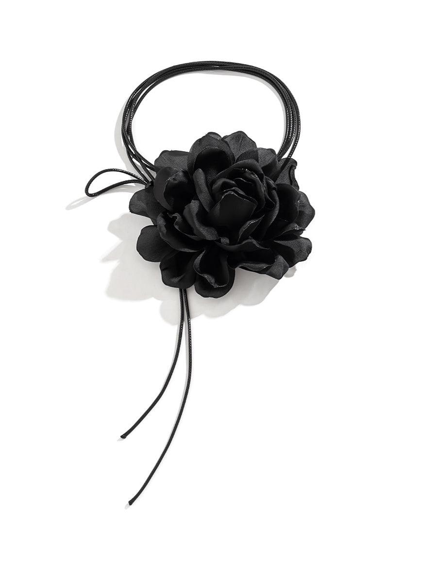 Rosie Siyah Çiçek File Choker