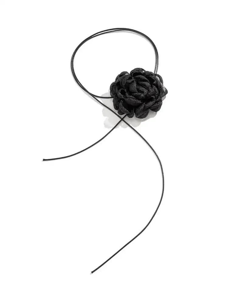 Rosie Siyah Çiçek File Choker