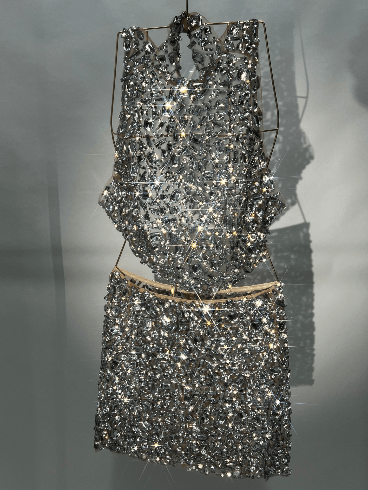 Gösterişli Rhinestone Süslemeli File Etek Seti