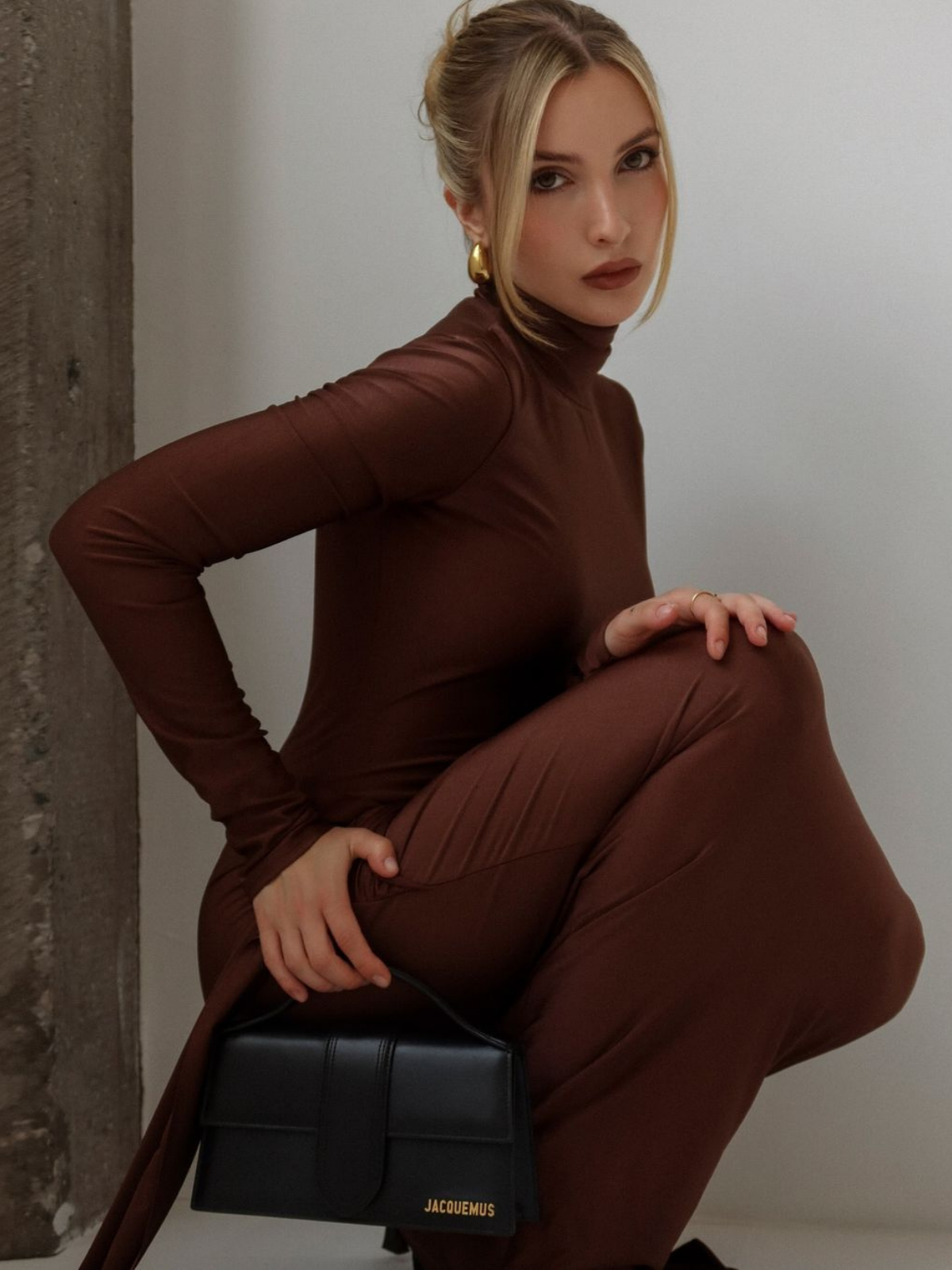 Rumaysa Uzun Kollu Burgu Maxi Elbise
