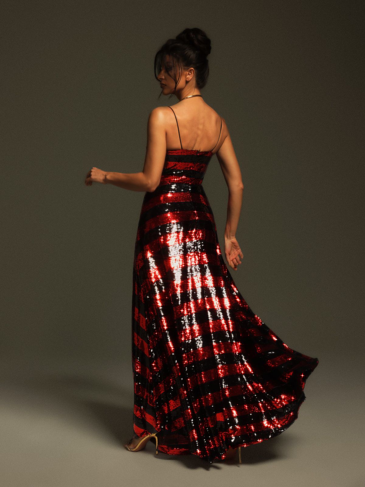 Rupali Spagetti Şerit Payet Maxi Elbise