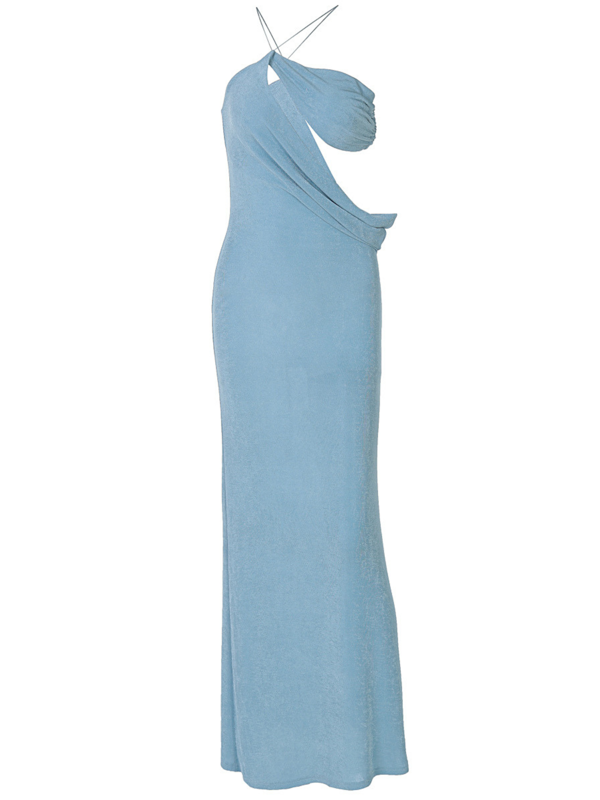 Saelvyn Halter Yaka Kesik Detaylı Bağcıklı Maxi Elbise