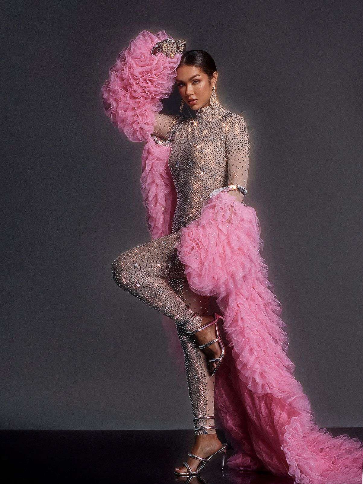 Pembe Shaquanna Tül Palto