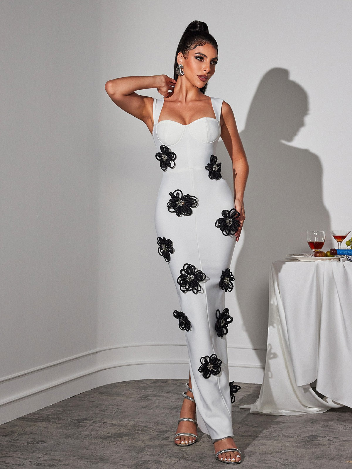 Teadoir Çiçek Kristal Bandaj Mini Elbise