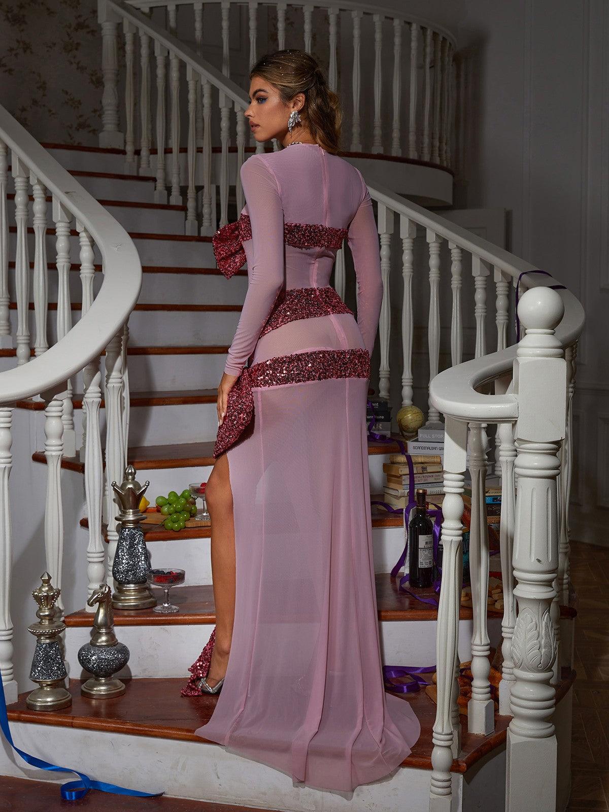 Zachary Uzun Kollu Fiyonk Payet Elbise