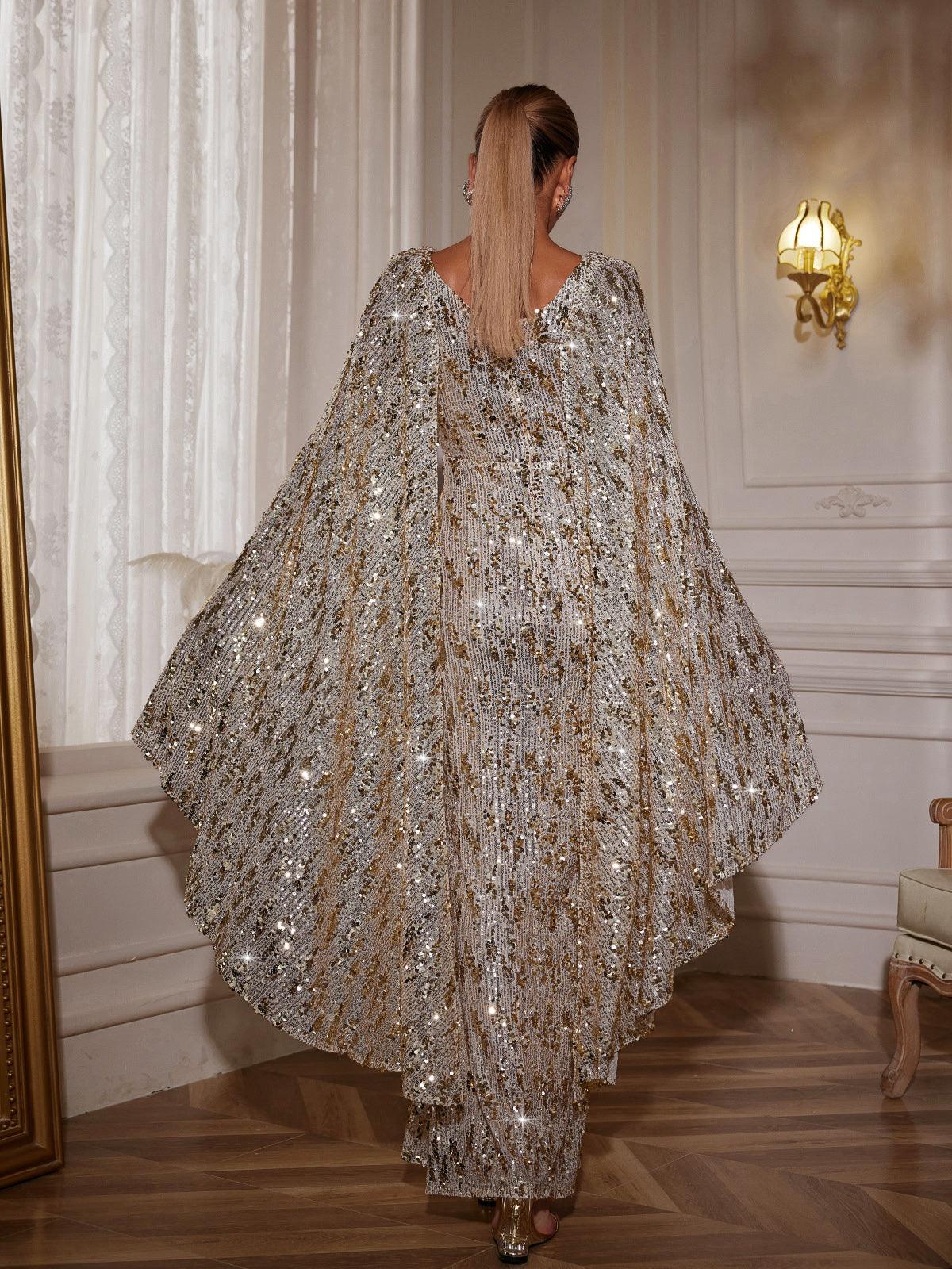 Zephyrus Drapeli Kol Payet Maxi Elbise