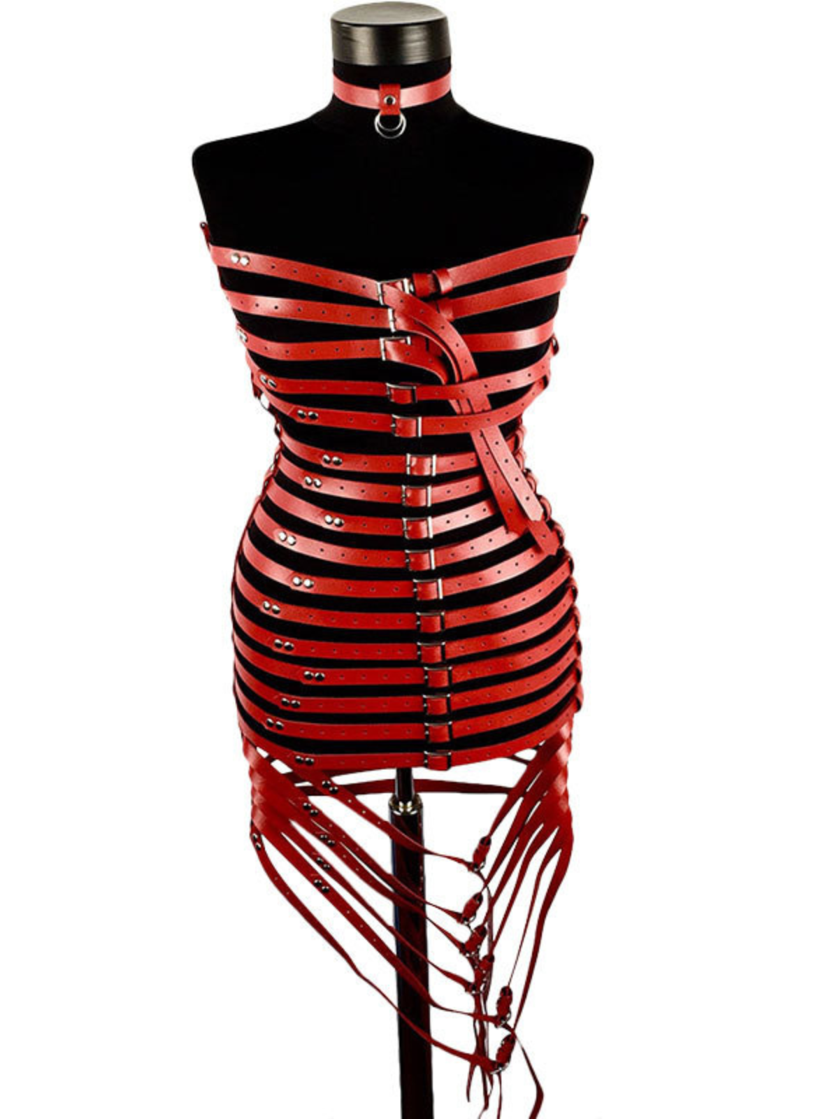 Bexlen Askısız Deri Mini Elbise Kırmızı