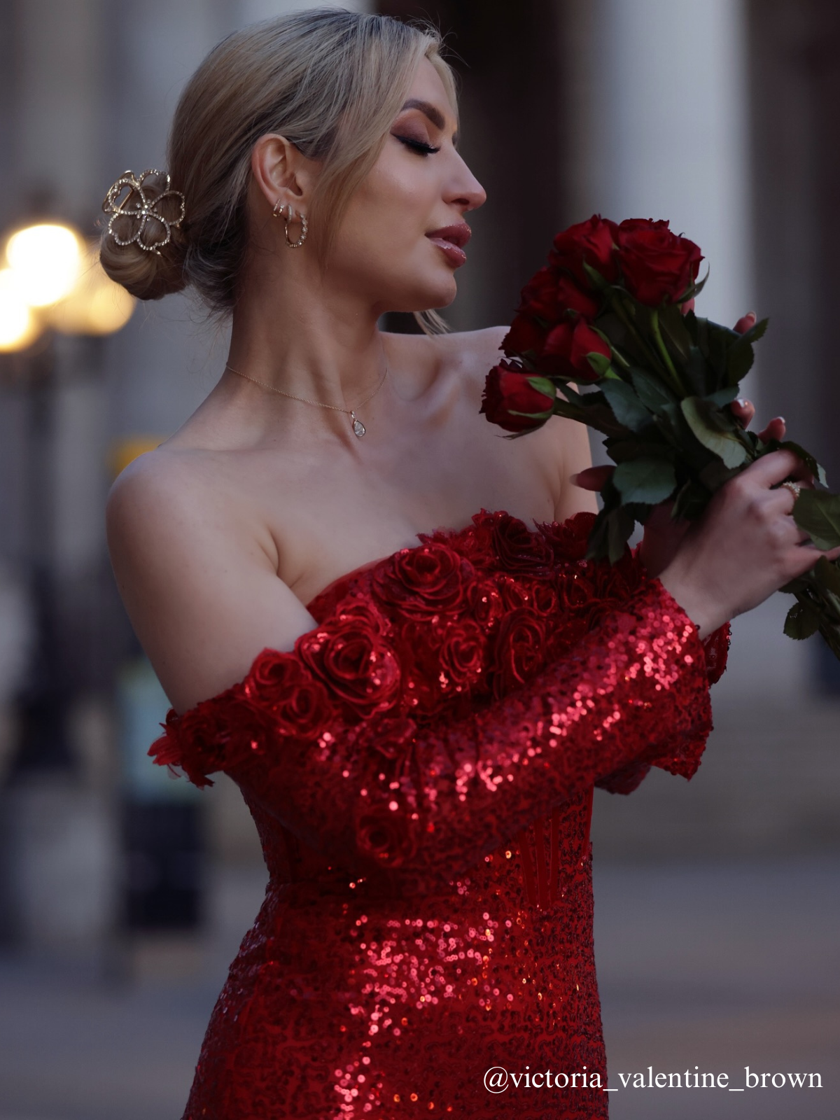 Catherynne Off Shoulder Çiçek Payet Maxi Elbise