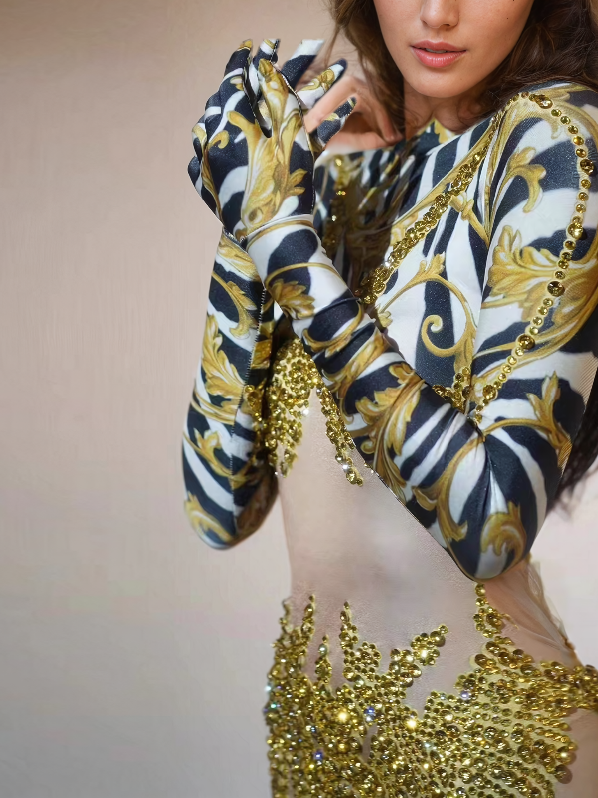 Abraham Taşlı Baskılı Tulum