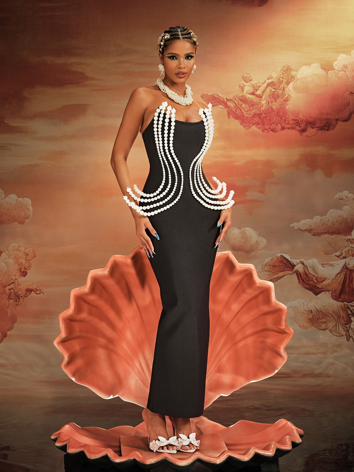 Aivar Straplez İnci Bandaj Maxi Elbise