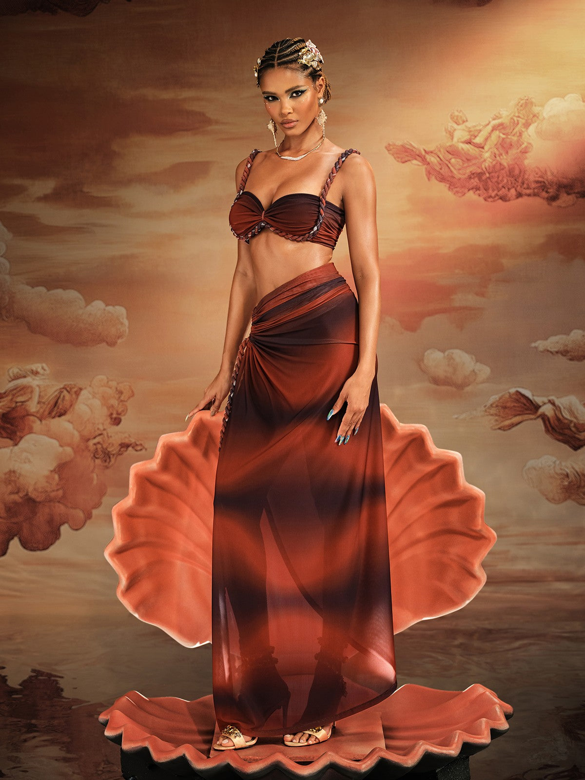 Akihito Spagetti Sırt Detaylı Etek Takımı