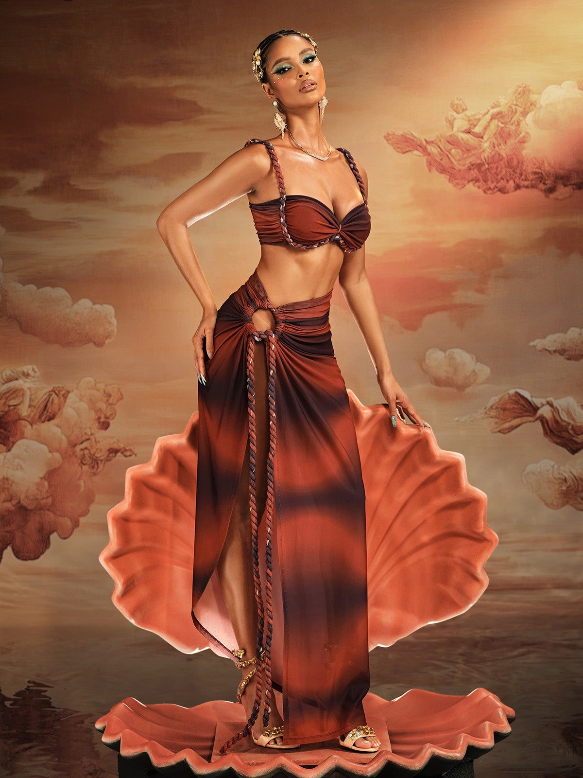 Akihito Spagetti Sırt Detaylı Etek Takımı