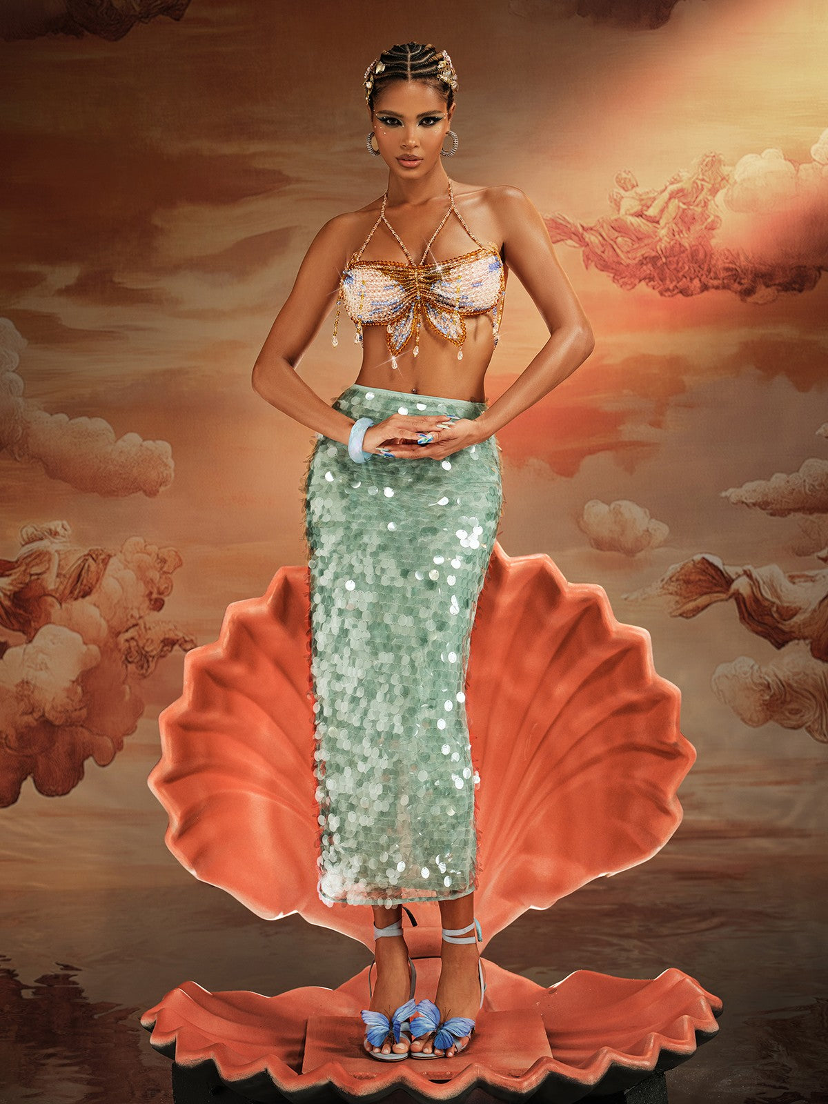 Akoni Halter Yaka Fringe Boncuklu Bralet