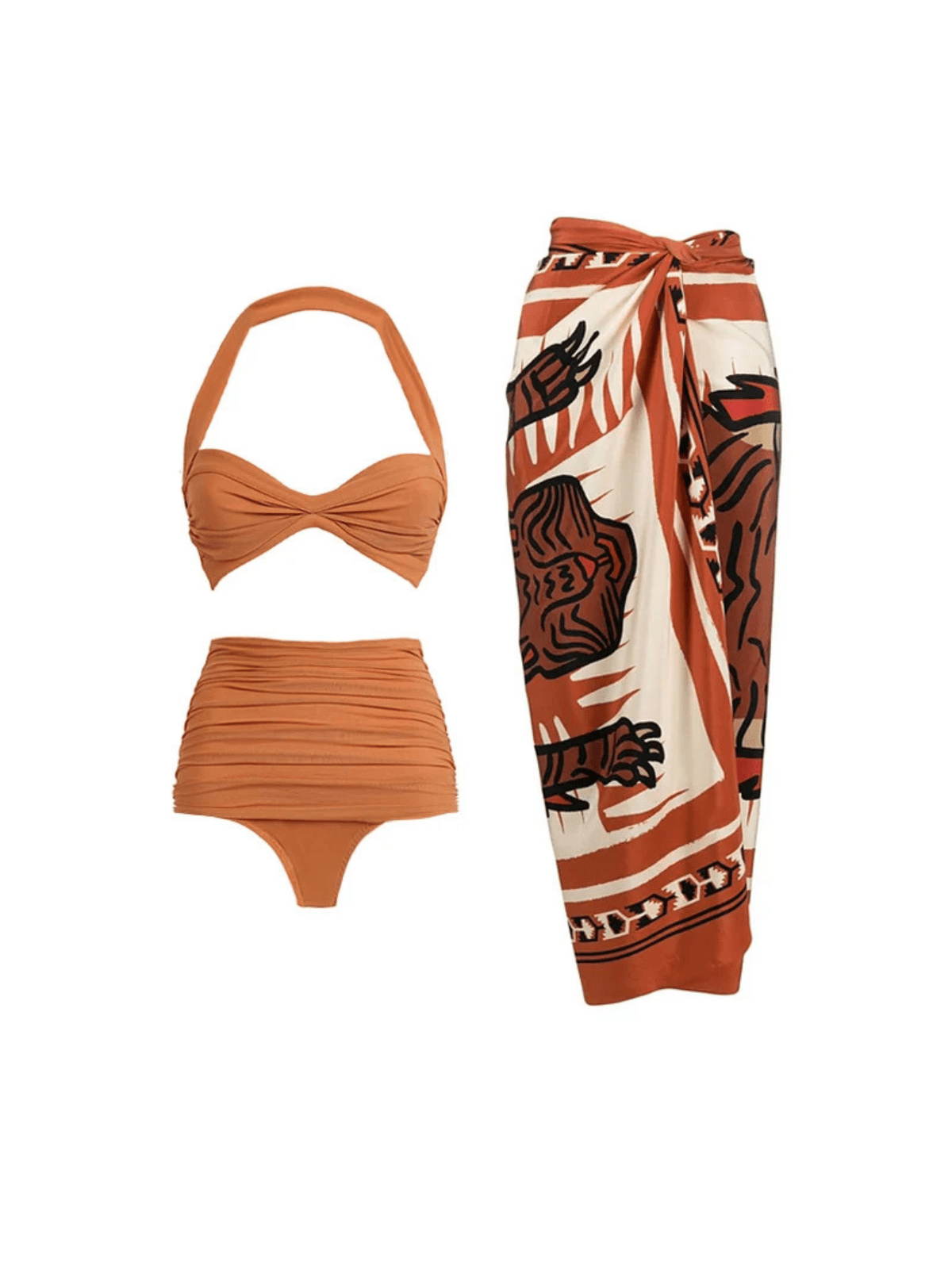 Badem Halter Bikini Üç Parça Set