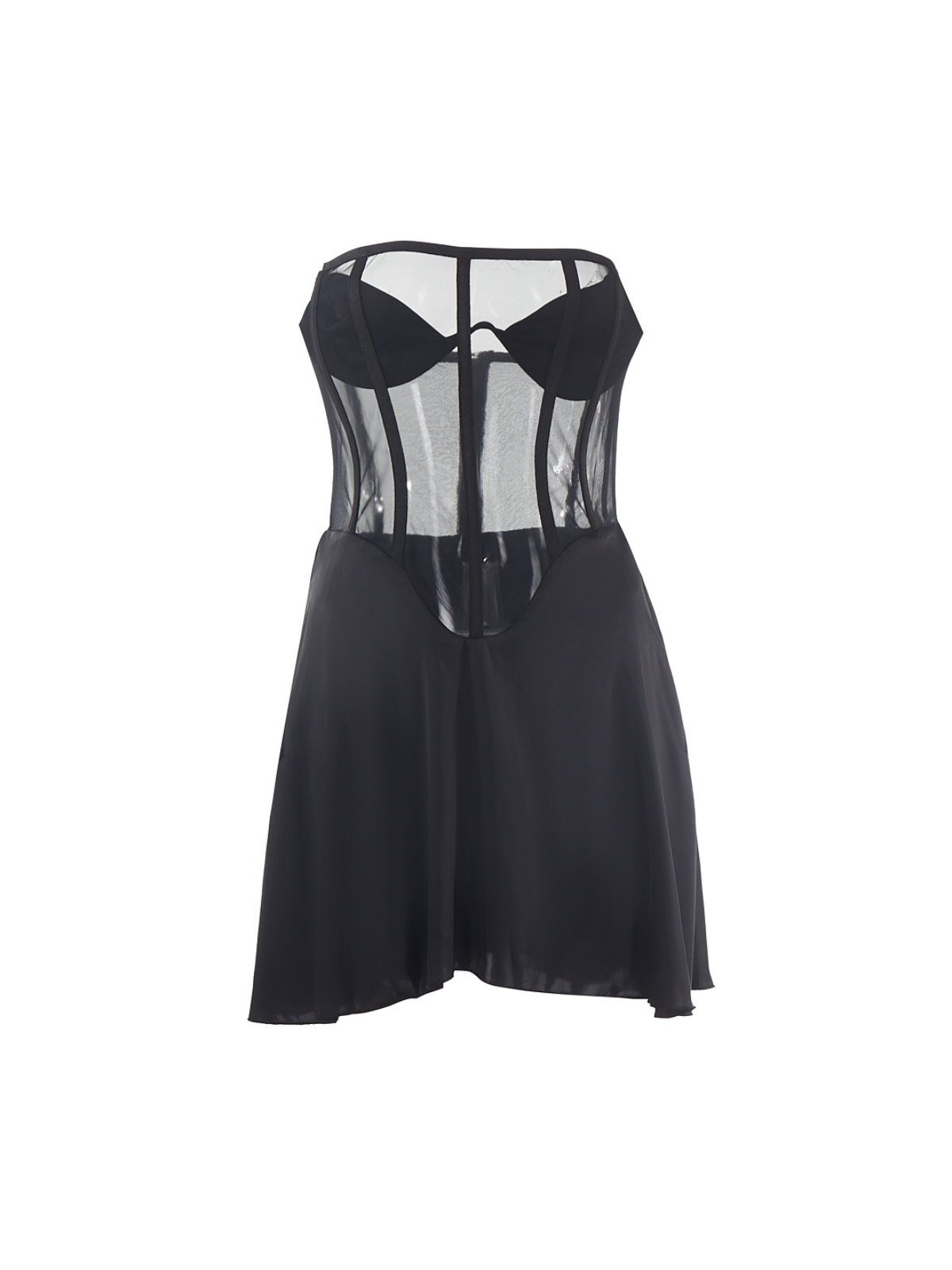 Alohi Straplez Korse Saten Mini Elbise