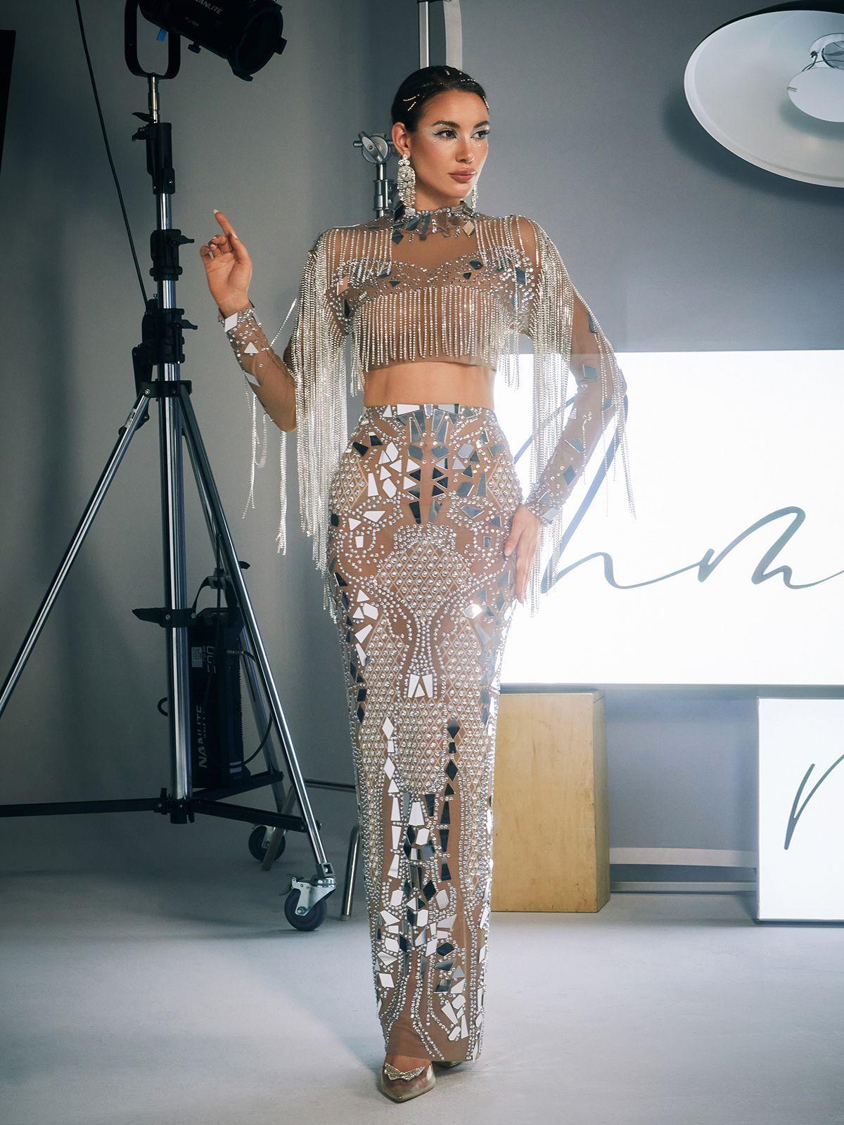 Alvin Akrilik Franj Skirt Seti