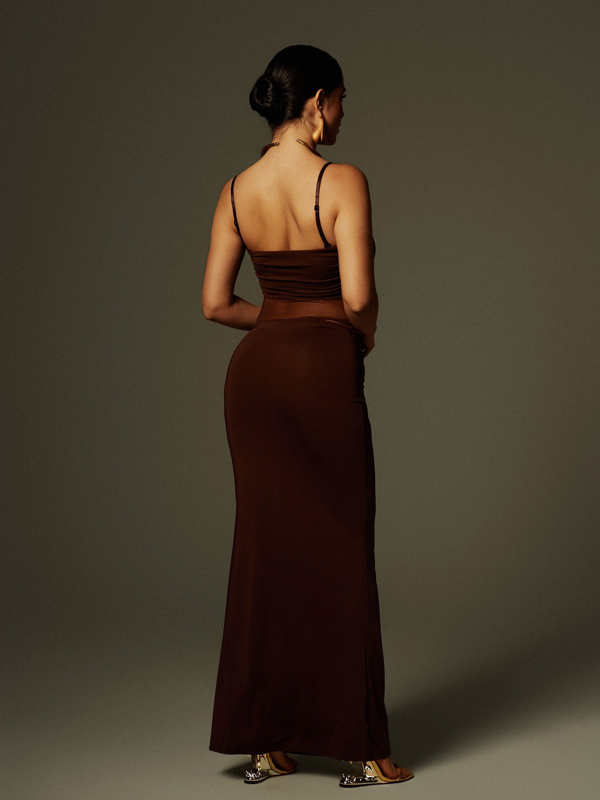 Australis Spagetti Fiyonklu Kıvrımlı Maxi Elbise