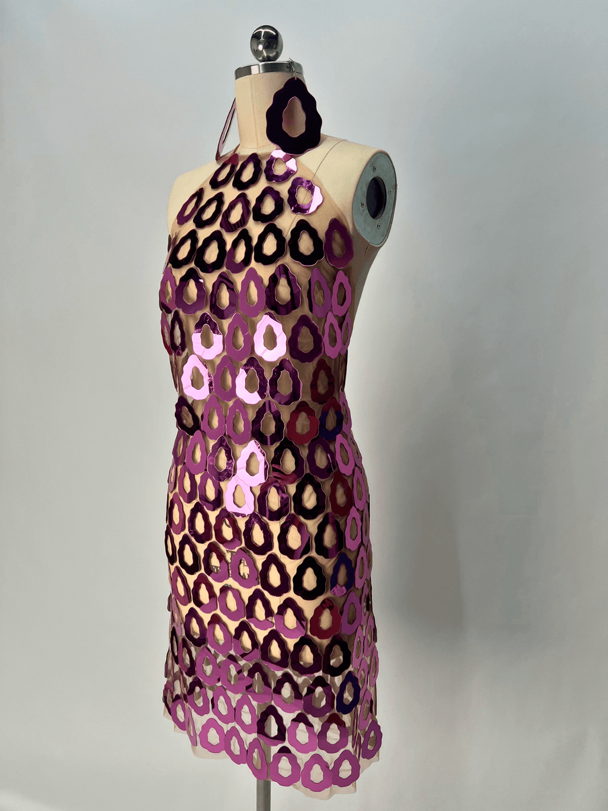 Badel Halterneck Akrilik File Mini Elbise