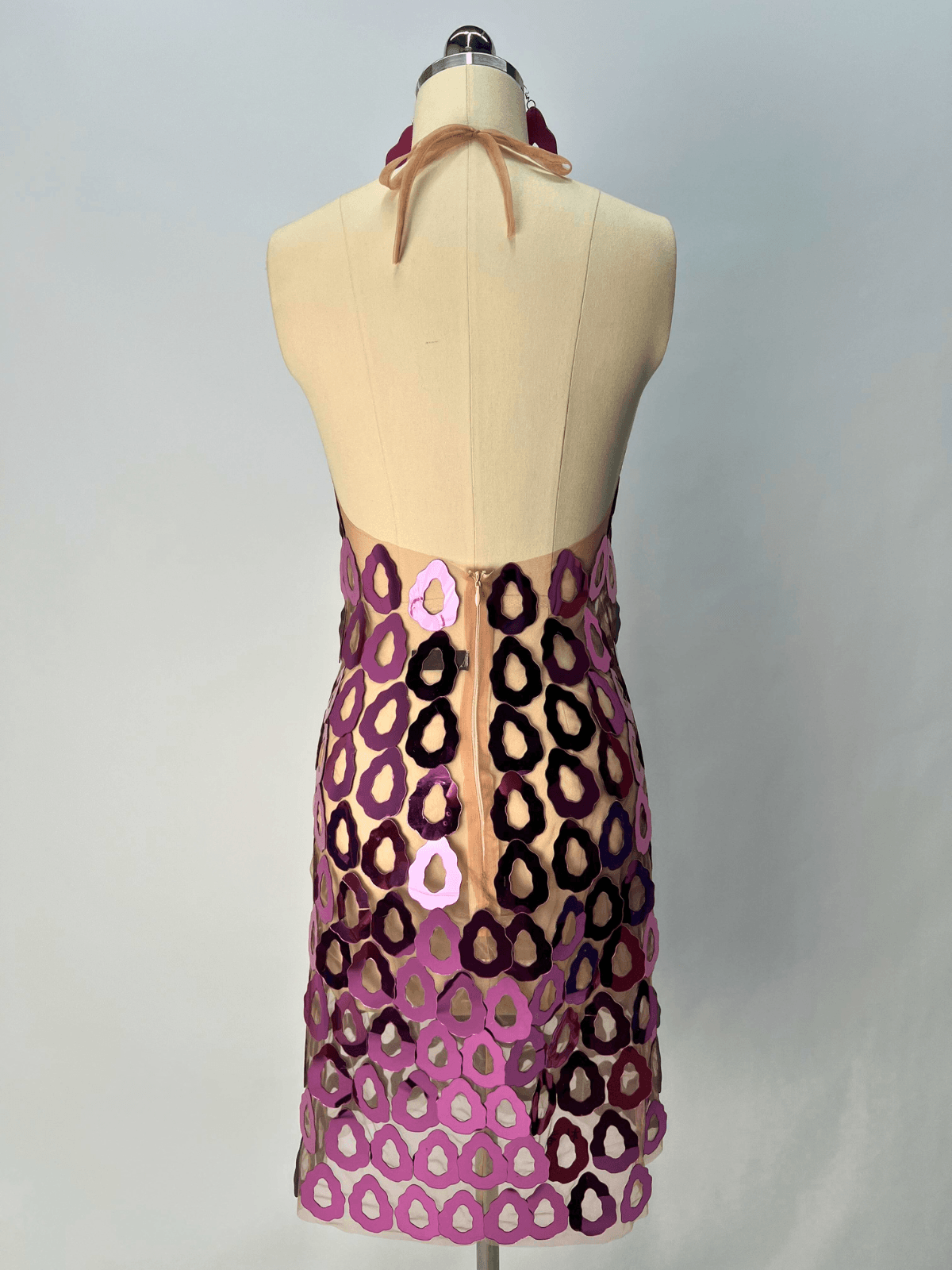 Badel Halterneck Akrilik File Mini Elbise