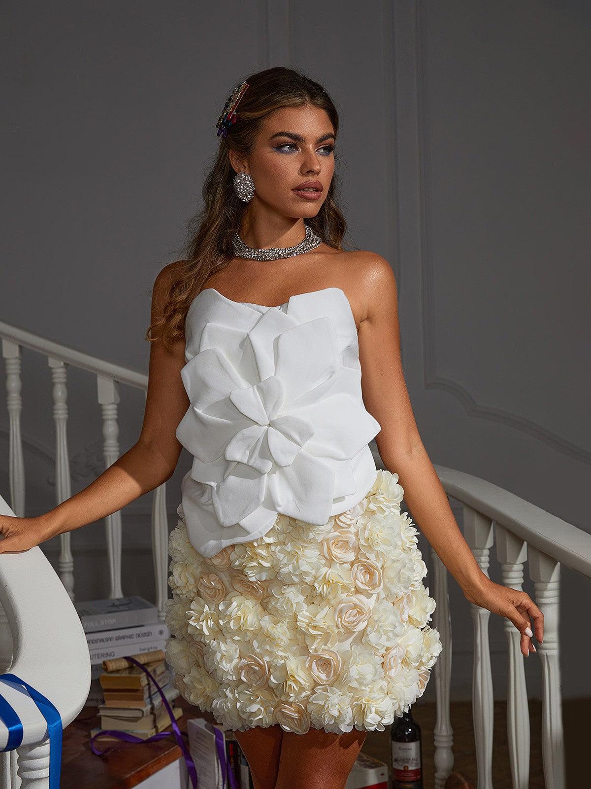 Bayard Askısız Çiçekli Bluz Beyaz