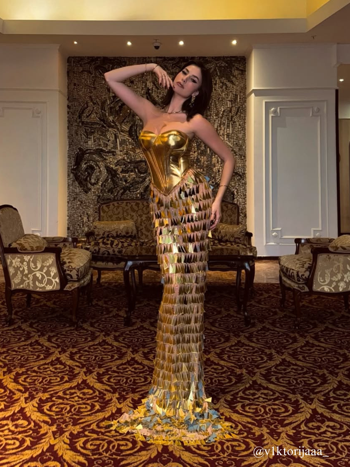 Buck Korse Akrilik Fring Maxi Elbise