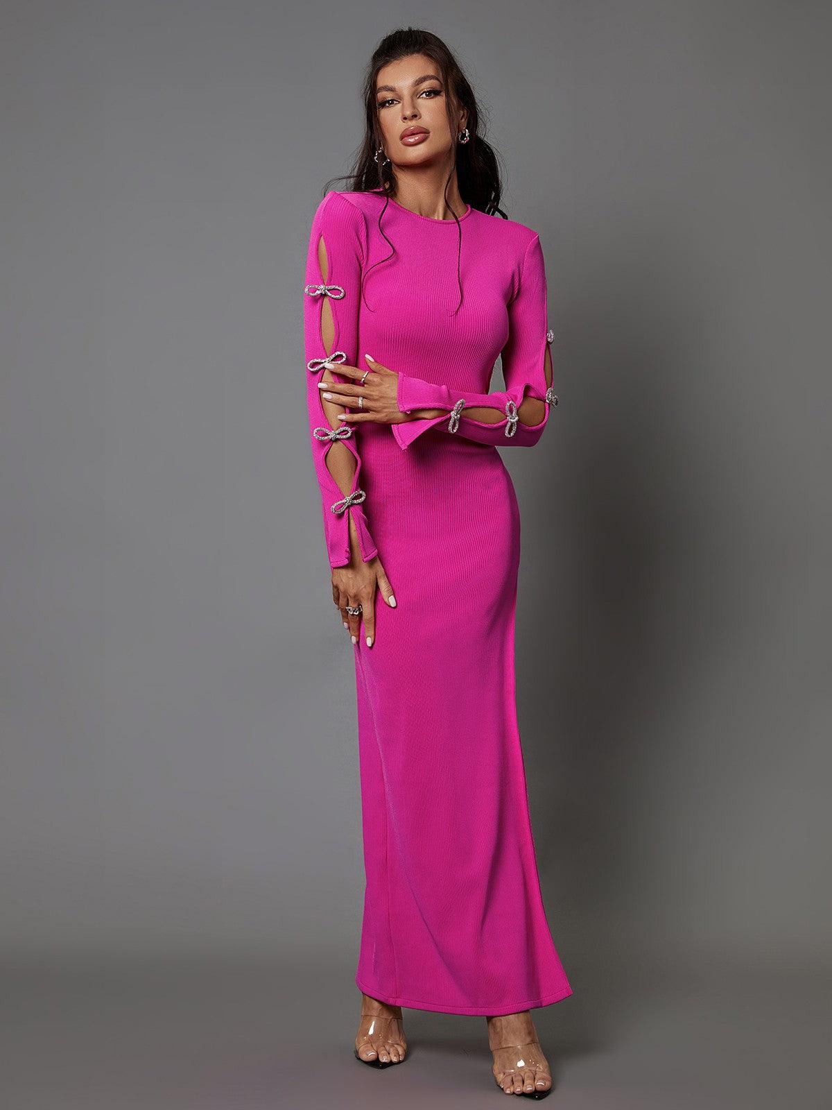 Calantha Kristal Fiyonk Kesik Bandaj Elbise