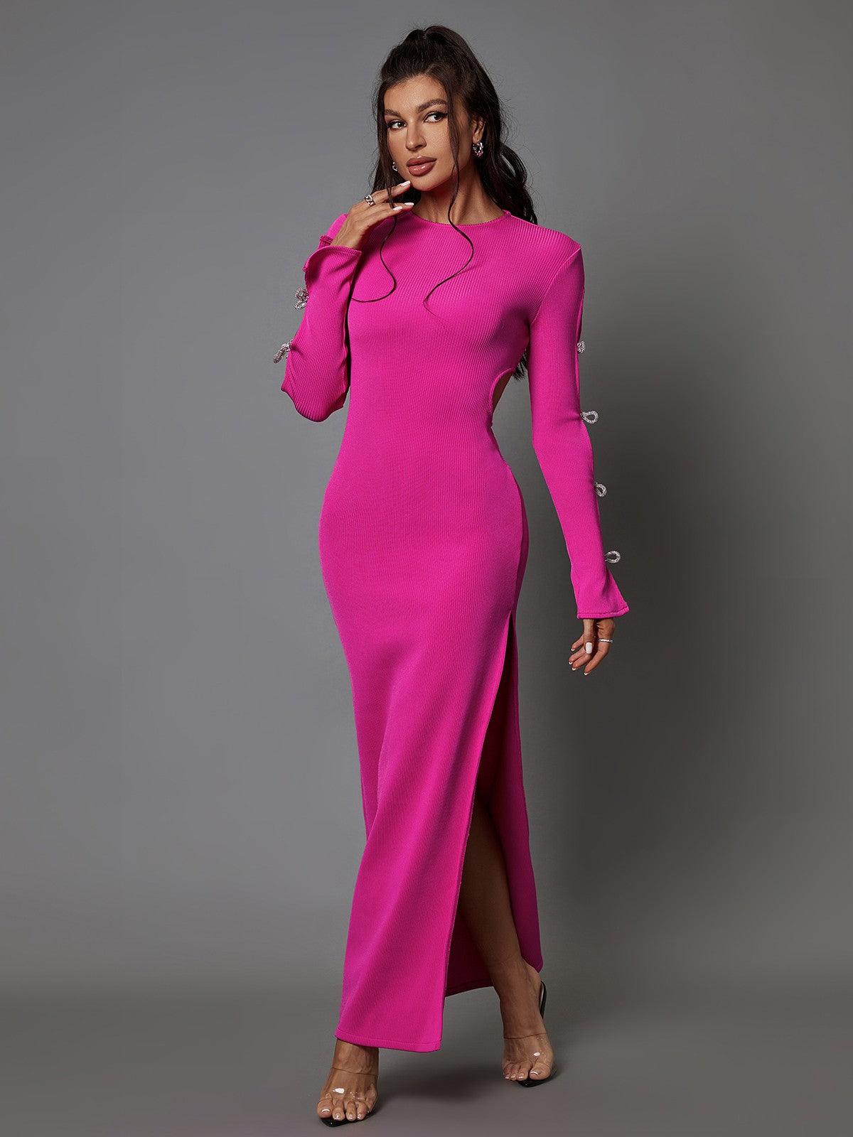 Calantha Kristal Fiyonk Kesik Bandaj Elbise