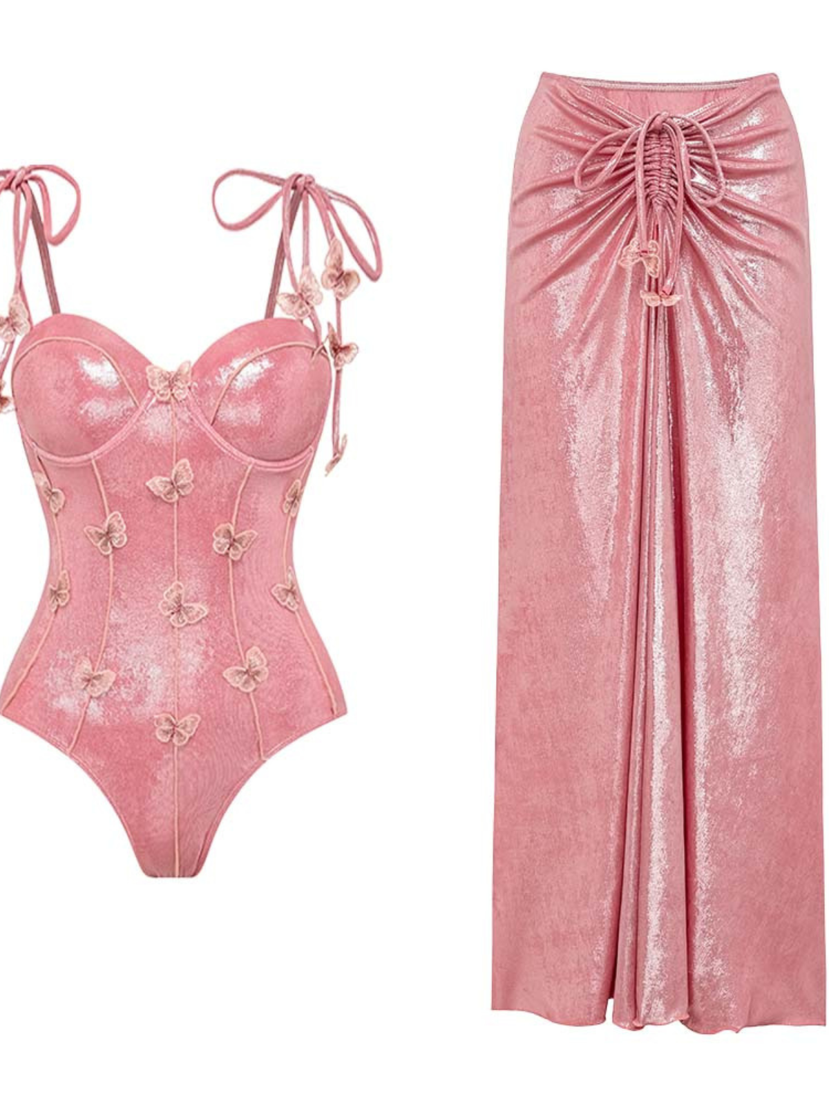 Calypsa Büzgülü Metalik Mayo İkili Set