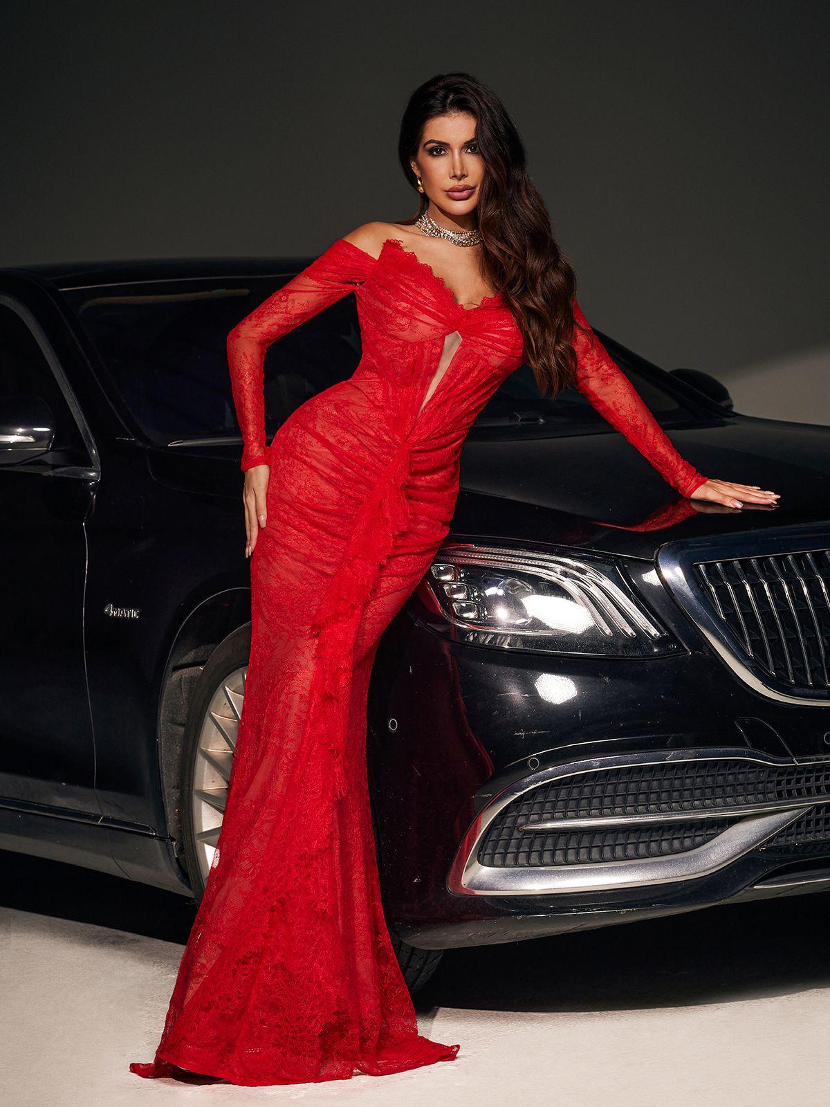 Capella Askısız Dantel Deniz Kızı Maxi Elbise