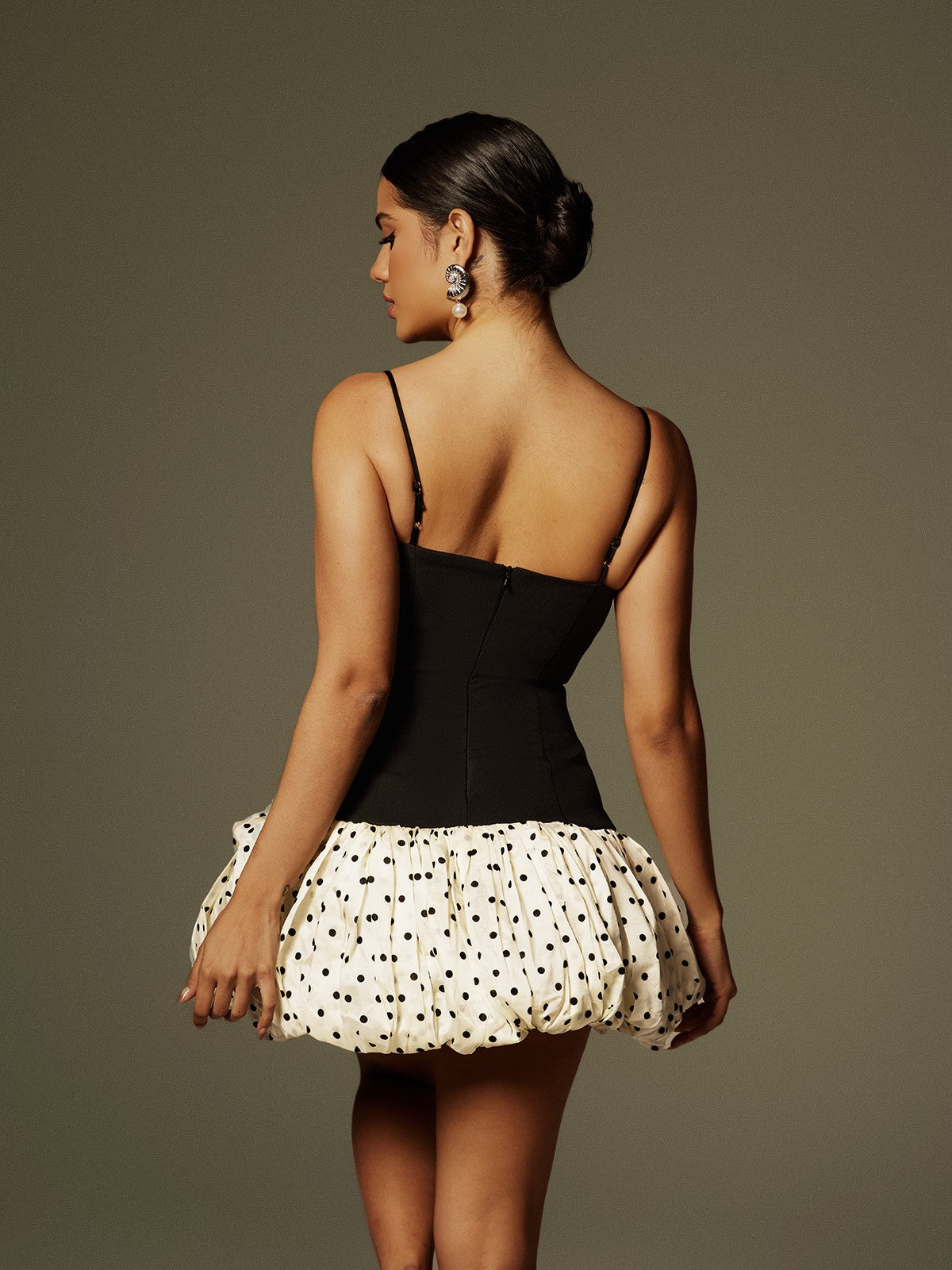 Carsie Spagetti Dots Desenli Mini Elbise