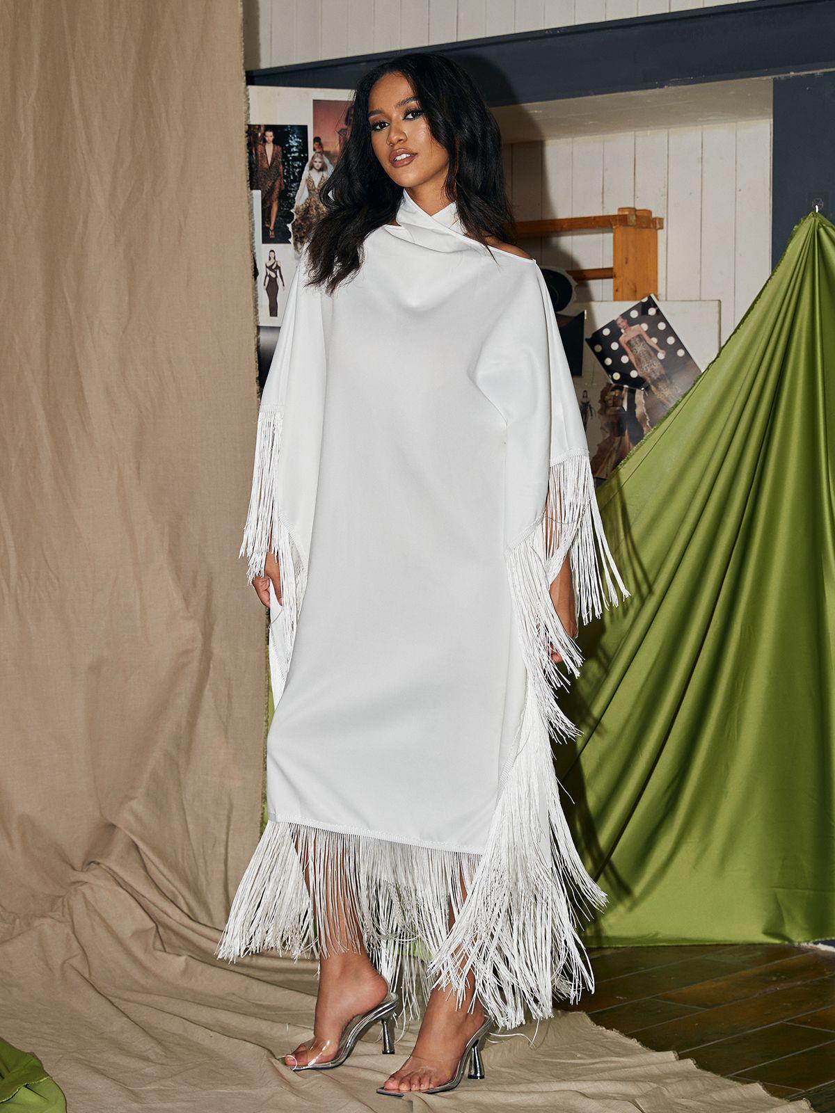 Ceridwen Cricross Fringe Kaftan Elbise