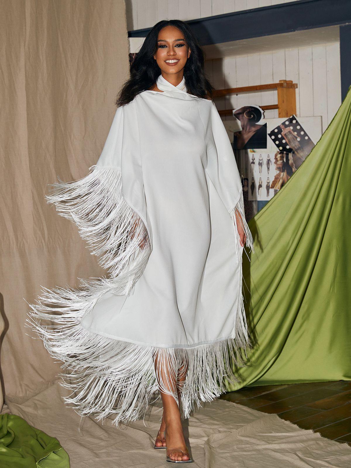 Ceridwen Cricross Fringe Kaftan Elbise