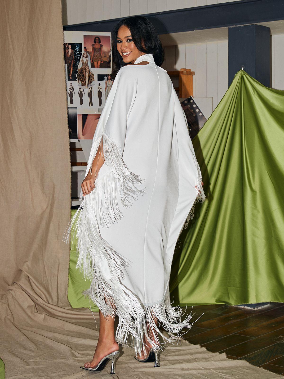 Ceridwen Cricross Fringe Kaftan Elbise