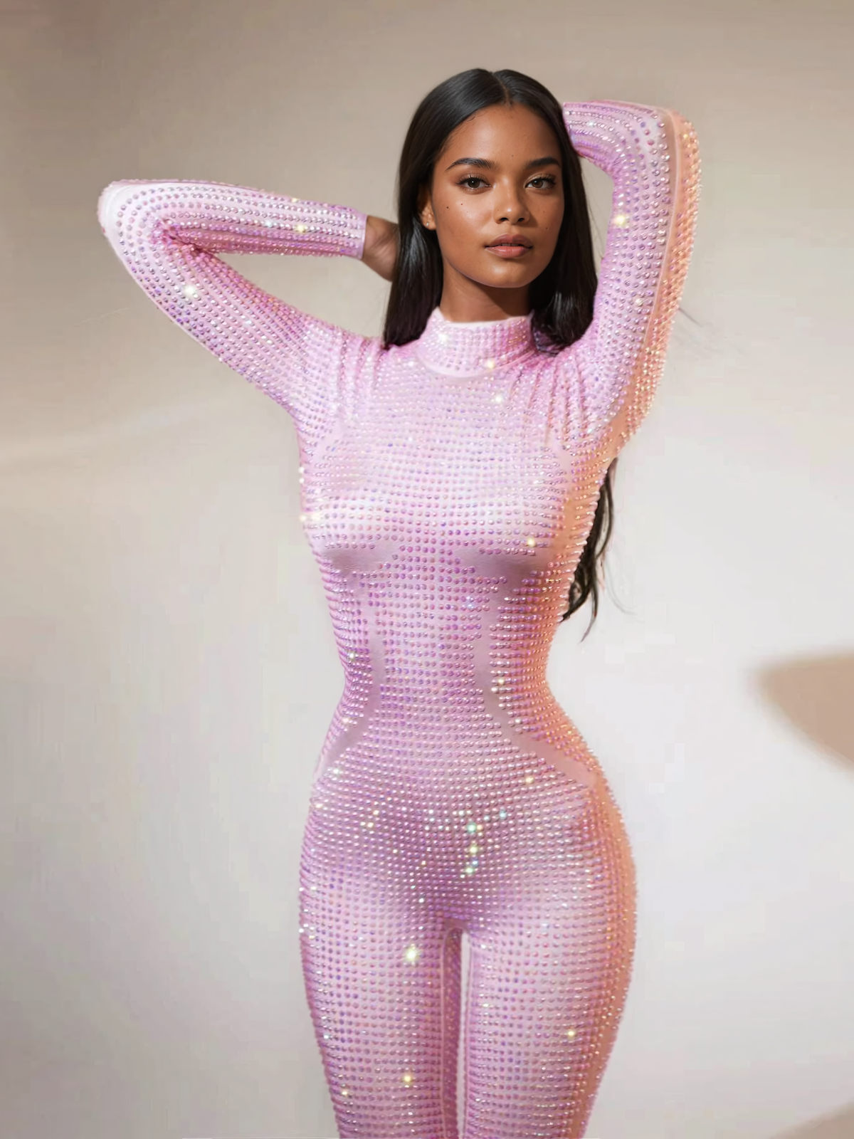 Chaylee Uzun Kollu Taşlı Tulum