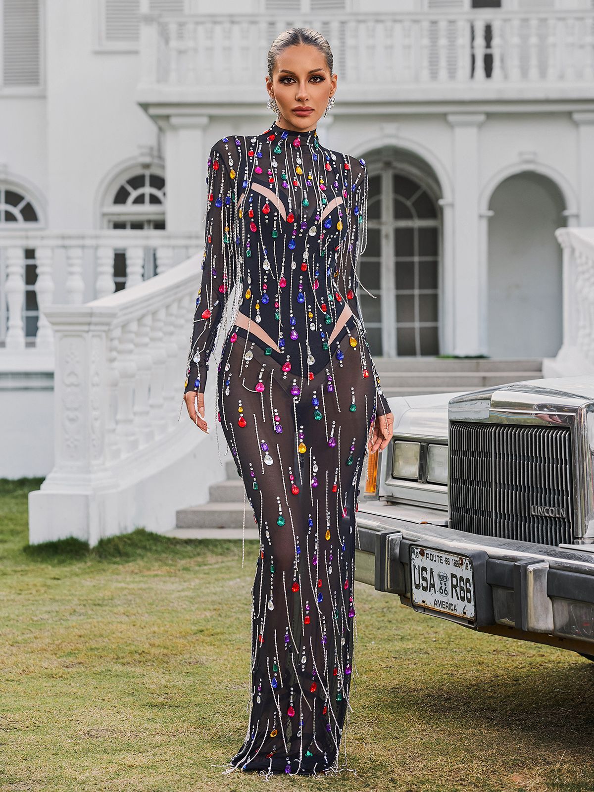 Corvina Fringe Süslemeli File Maxi Elbise