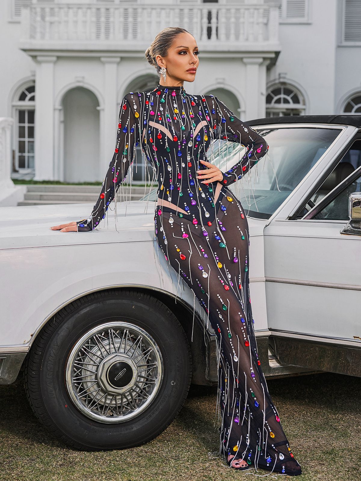 Corvina Fringe Süslemeli File Maxi Elbise