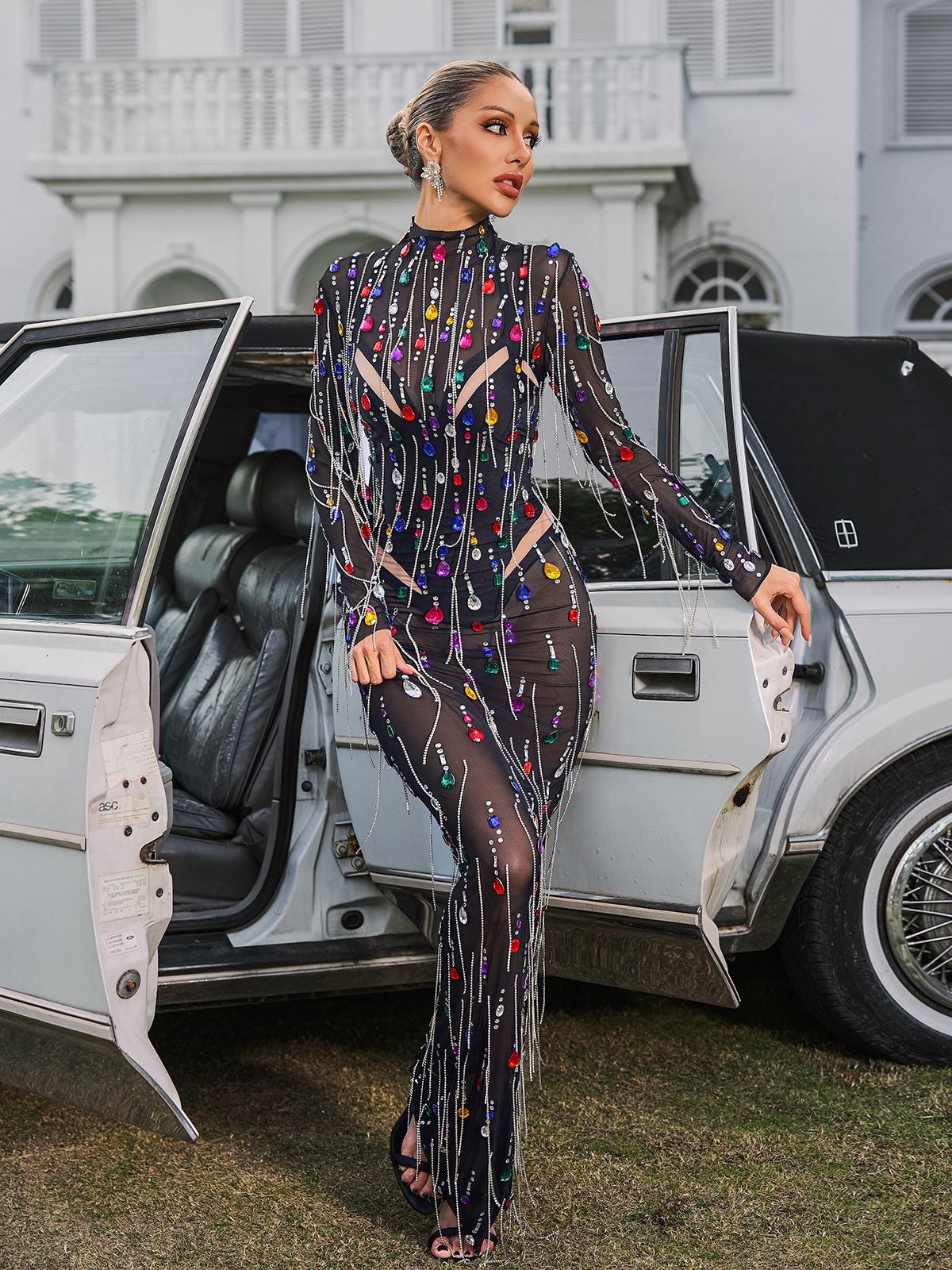 Corvina Fringe Süslemeli File Maxi Elbise