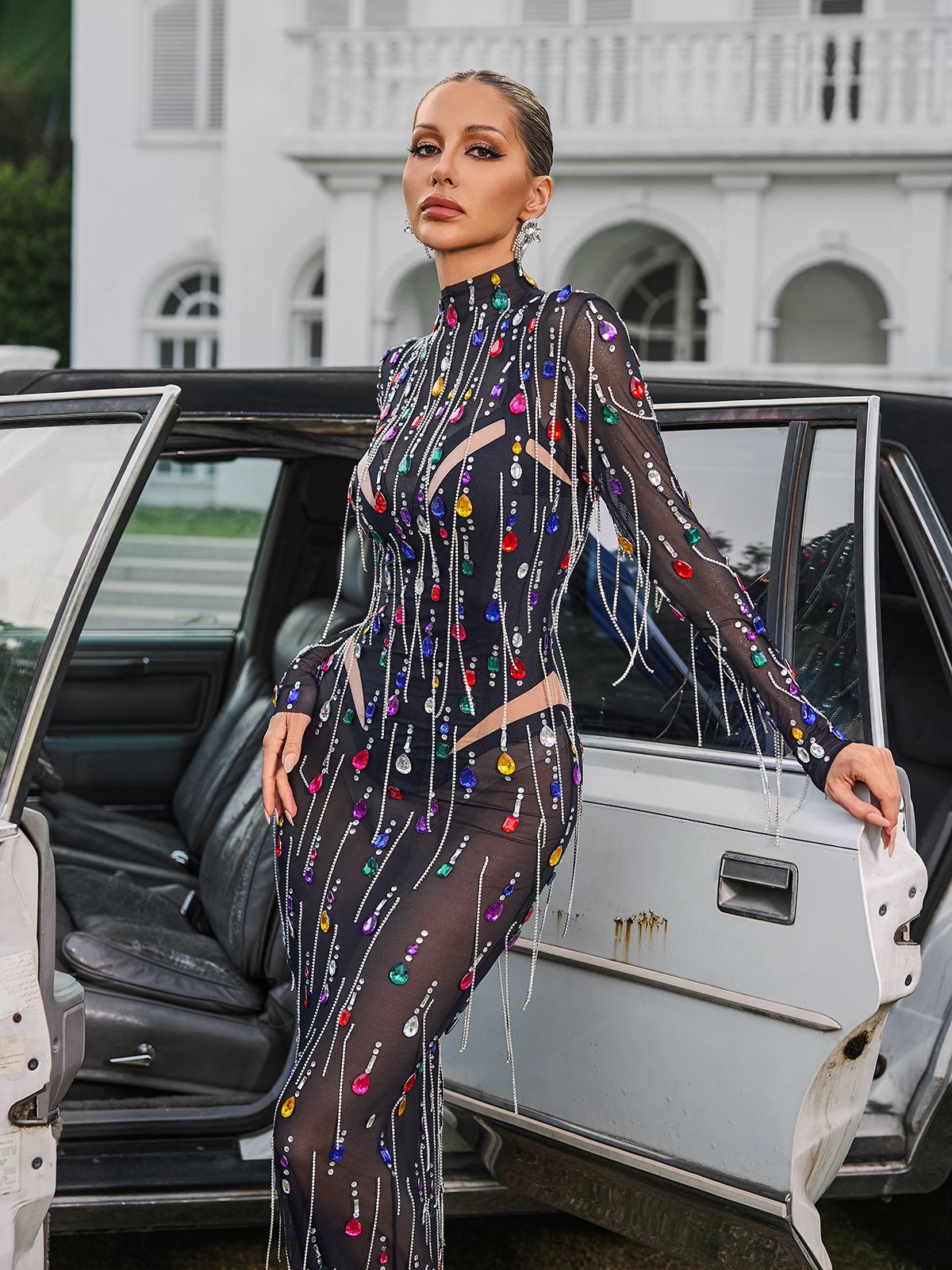 Corvina Fringe Süslemeli File Maxi Elbise