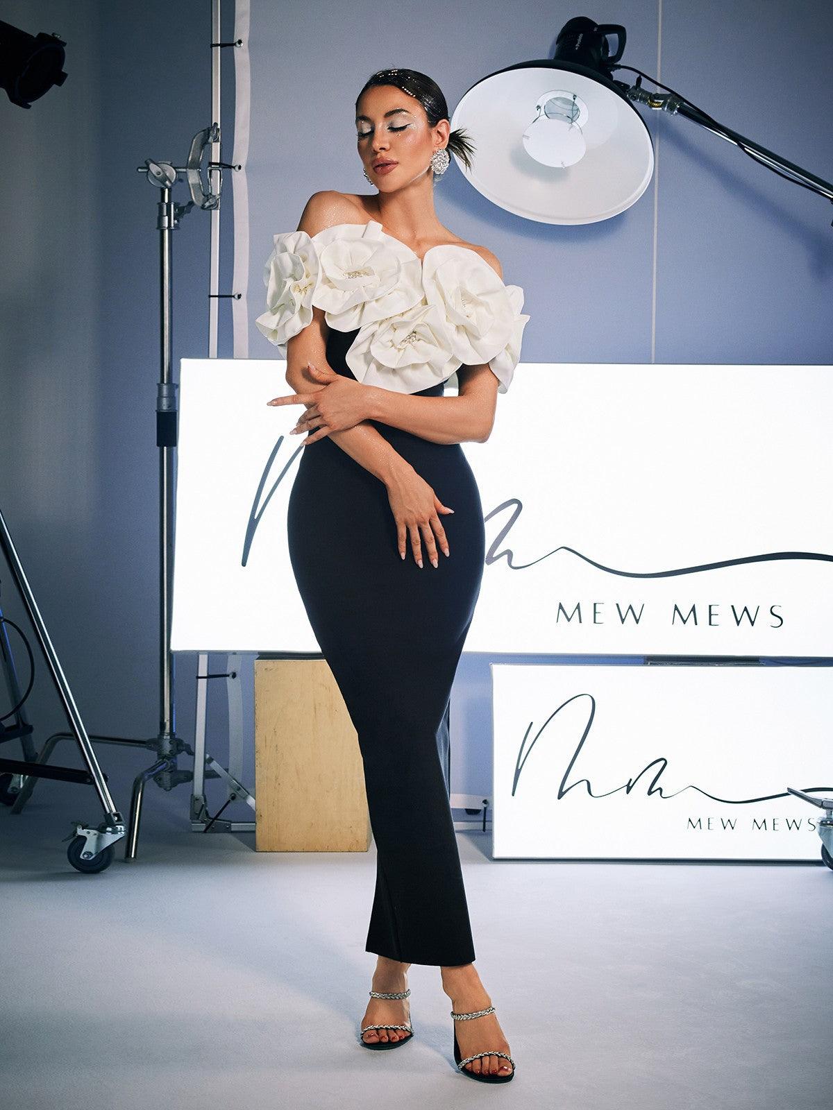 Creed Off Shoulder Çiçek Bandaj Elbise