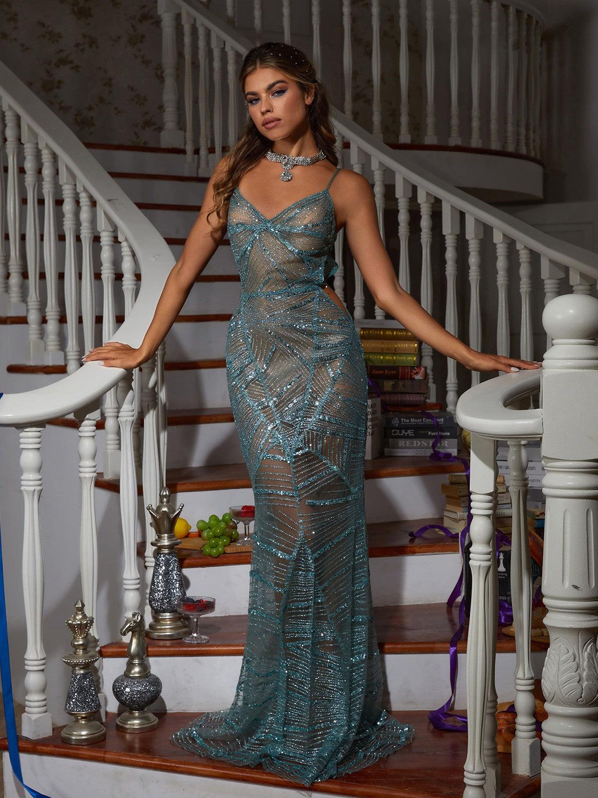 Cynthia Spagetti Payet Maxi Elbise