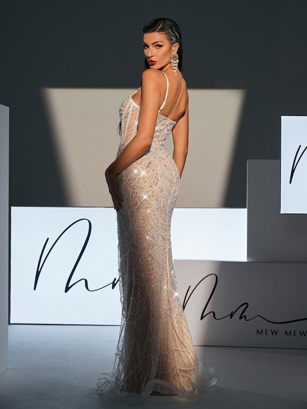 Dion Spagetti İnci Süslemeli Pul Elbise