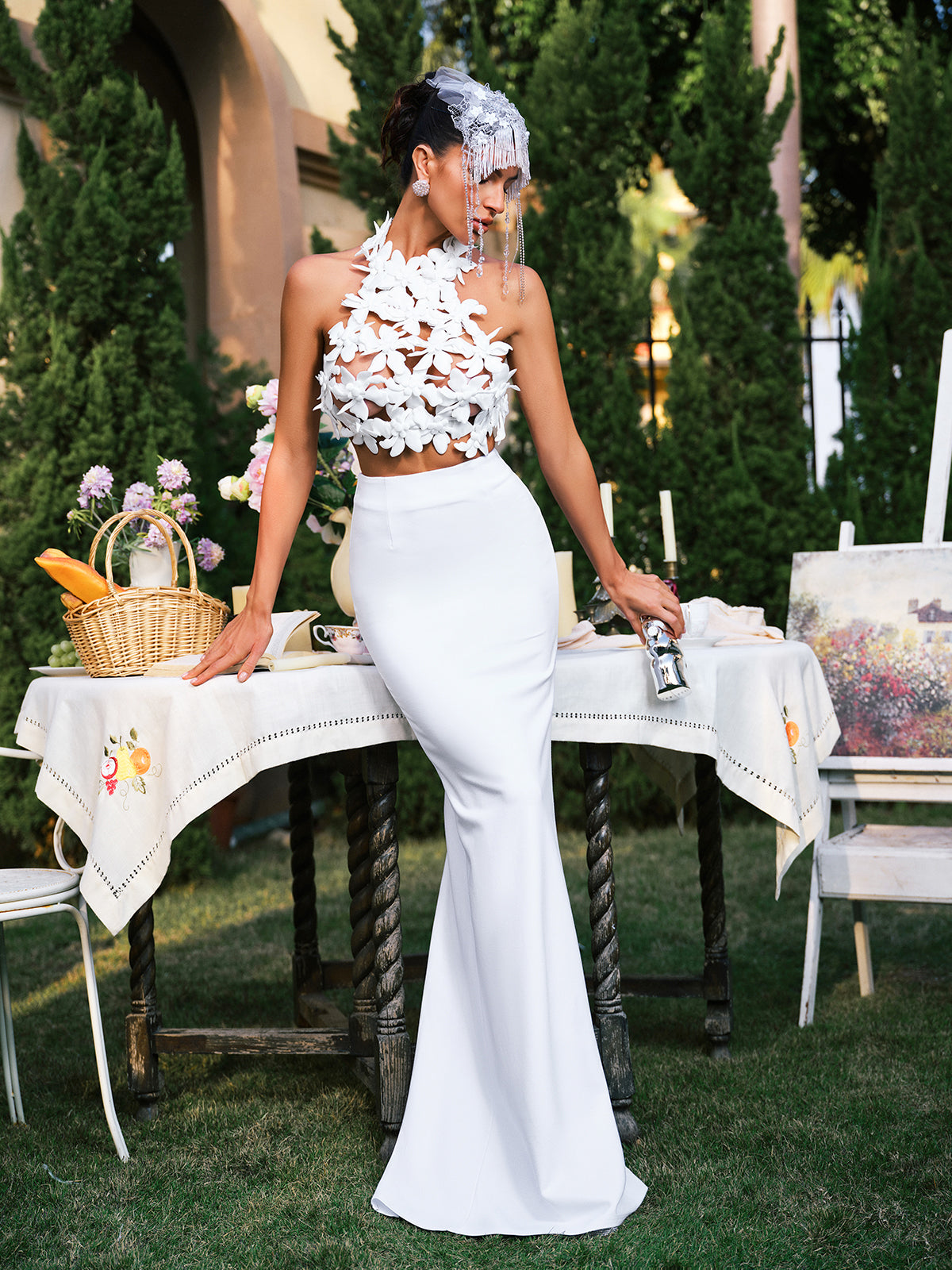 Eckhart Halter Yaka Çiçek Etek Seti