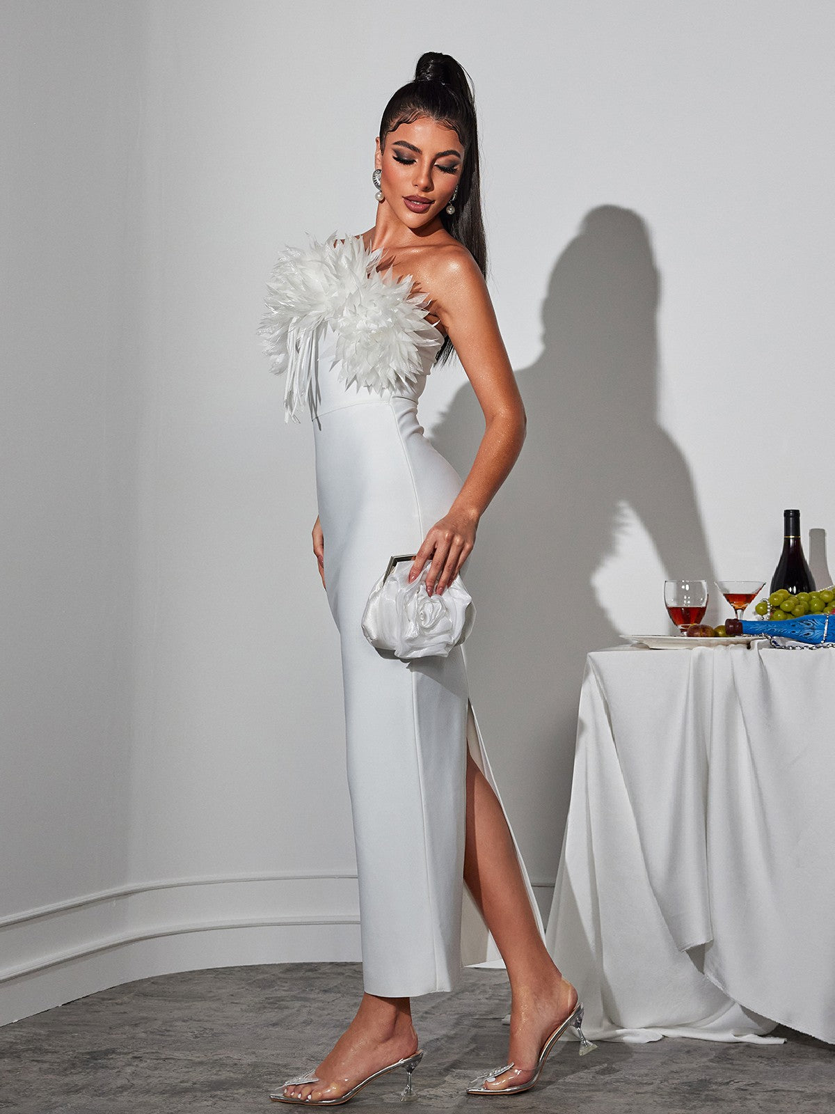 Étienne Çiçek Franj Bandaj Midi Elbise