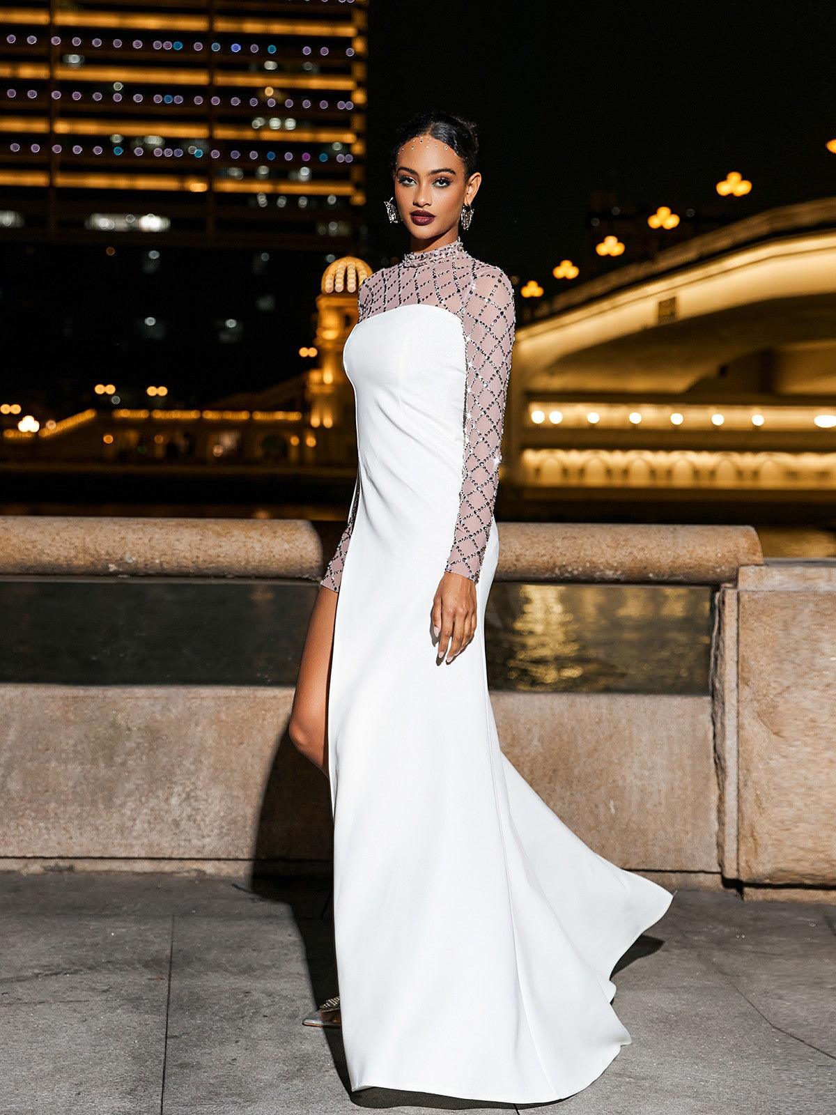 Foster Net Rhinestone Ağı Mesh Elbisesi