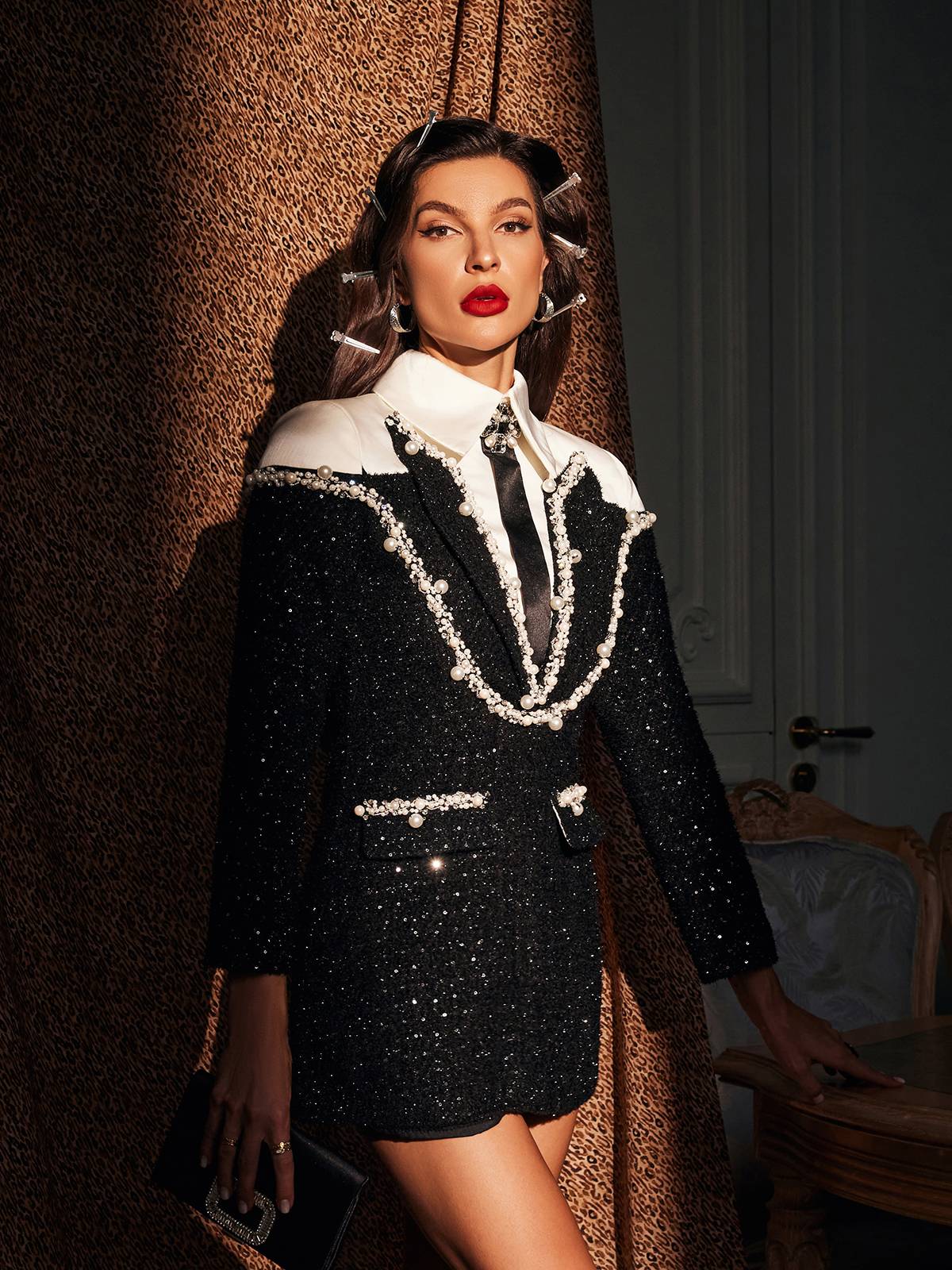 Galilea Süslemeli Payet Yaka Elbise