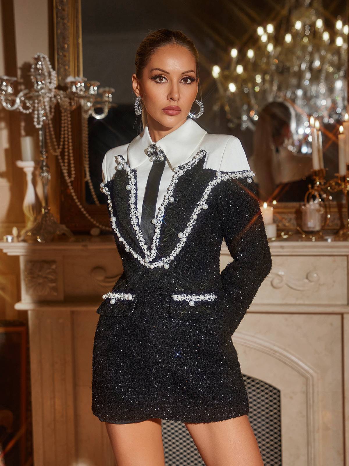 Galilea Süslemeli Payet Yaka Elbise