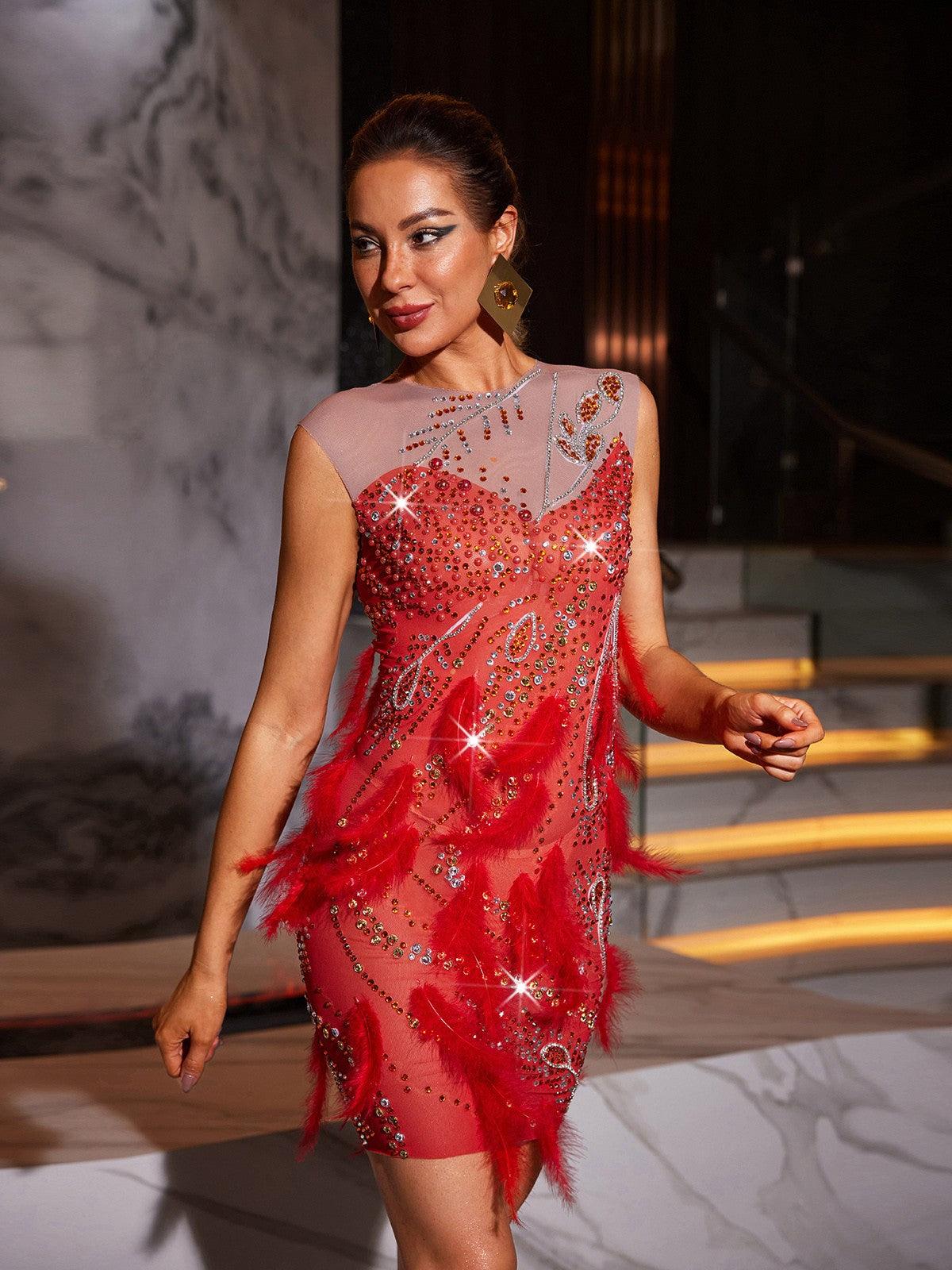 Goku Kristal Tüy Mini Elbise